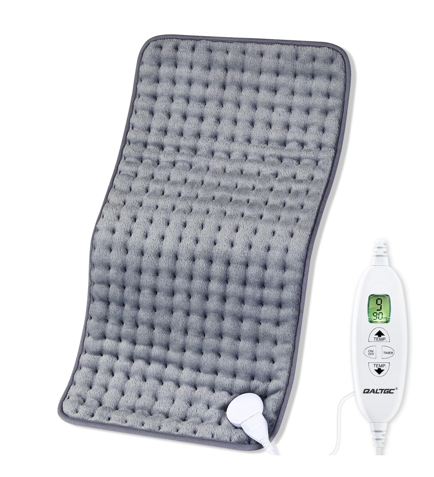 QALTGC Heating Pad - 12x24, 10 Temp & 9 Timer Settings, Soft & Washable for Pain Relief - Gray - Buy Online on GoSupps.com