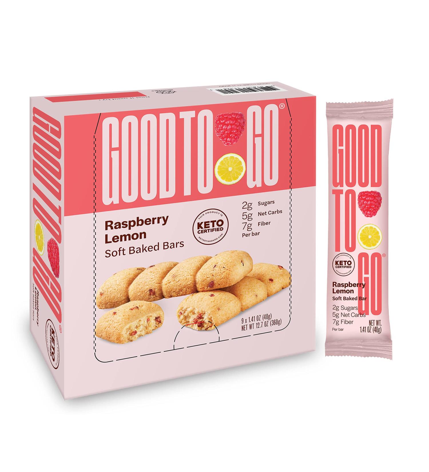 GOOD TO GO Soft Baked Bars - Raspberry Lemon, 9 Pack | Gluten Free, Keto, Paleo, Low Carb Snacks - Buy Online on GoSupps.com