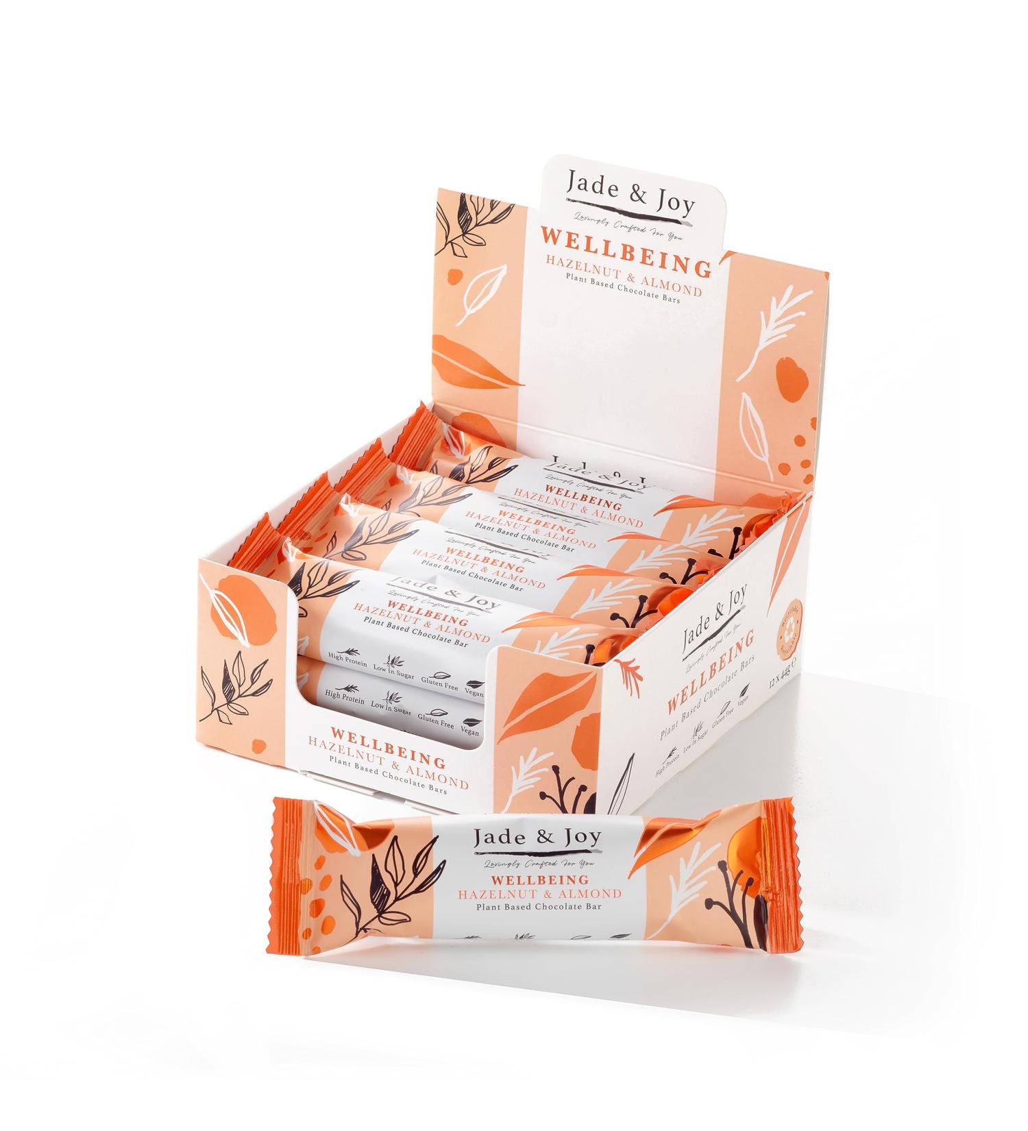 Jade & Joy Wellbeing Hazelnut & Almond - Low Calories High in Protein and Fibre Low in Sugar Gluten and Dairy Free - 12 x 44g - Buy Online on GoSupps.com