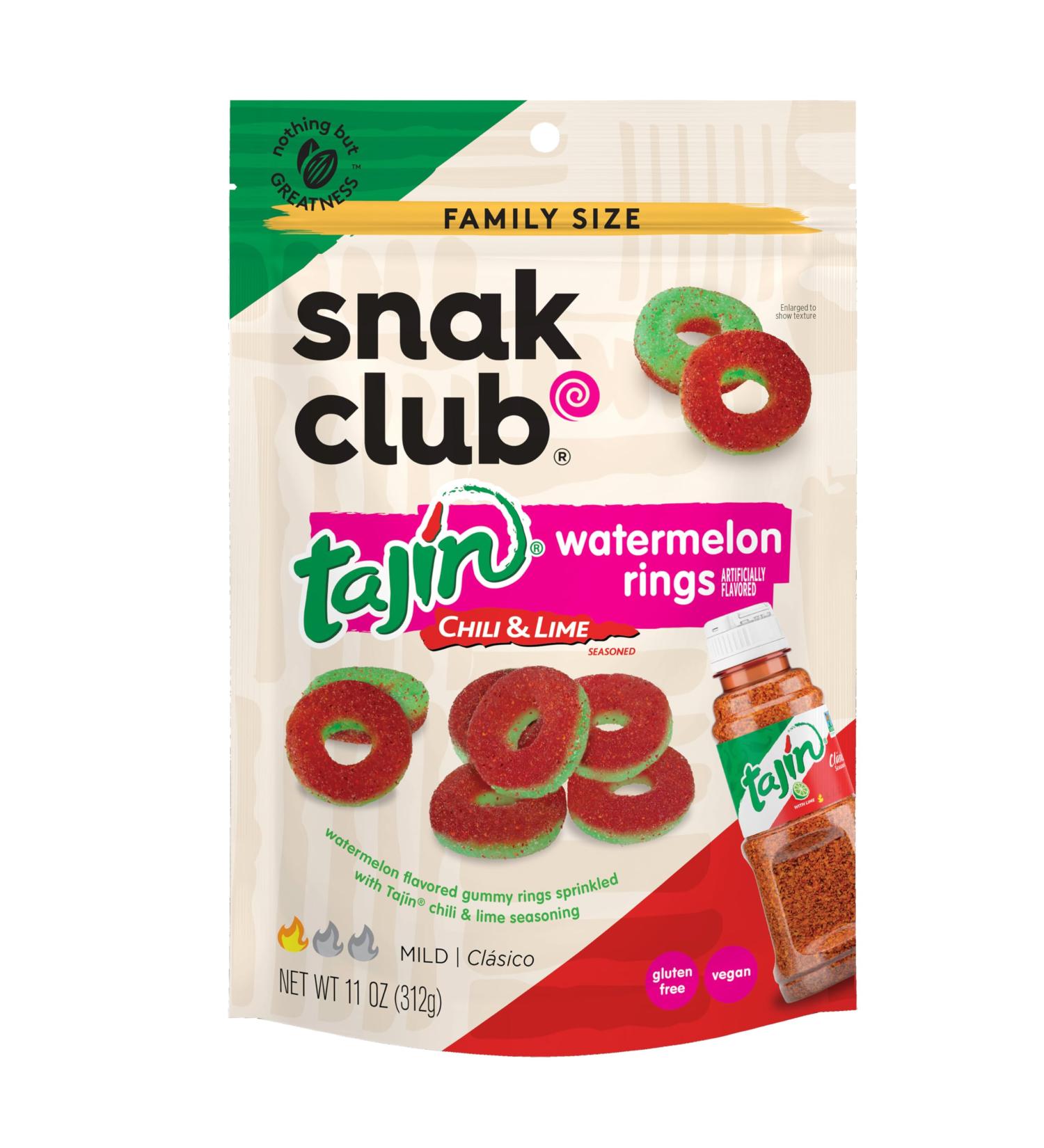Snak Club Watermelon Rings - Sweet & Spicy Gummy Candy - Tajin Chili & Lime - Vegan Gluten-Free Low-Fat - 11 Ounce Family Size - Buy Online on GoSupps.com