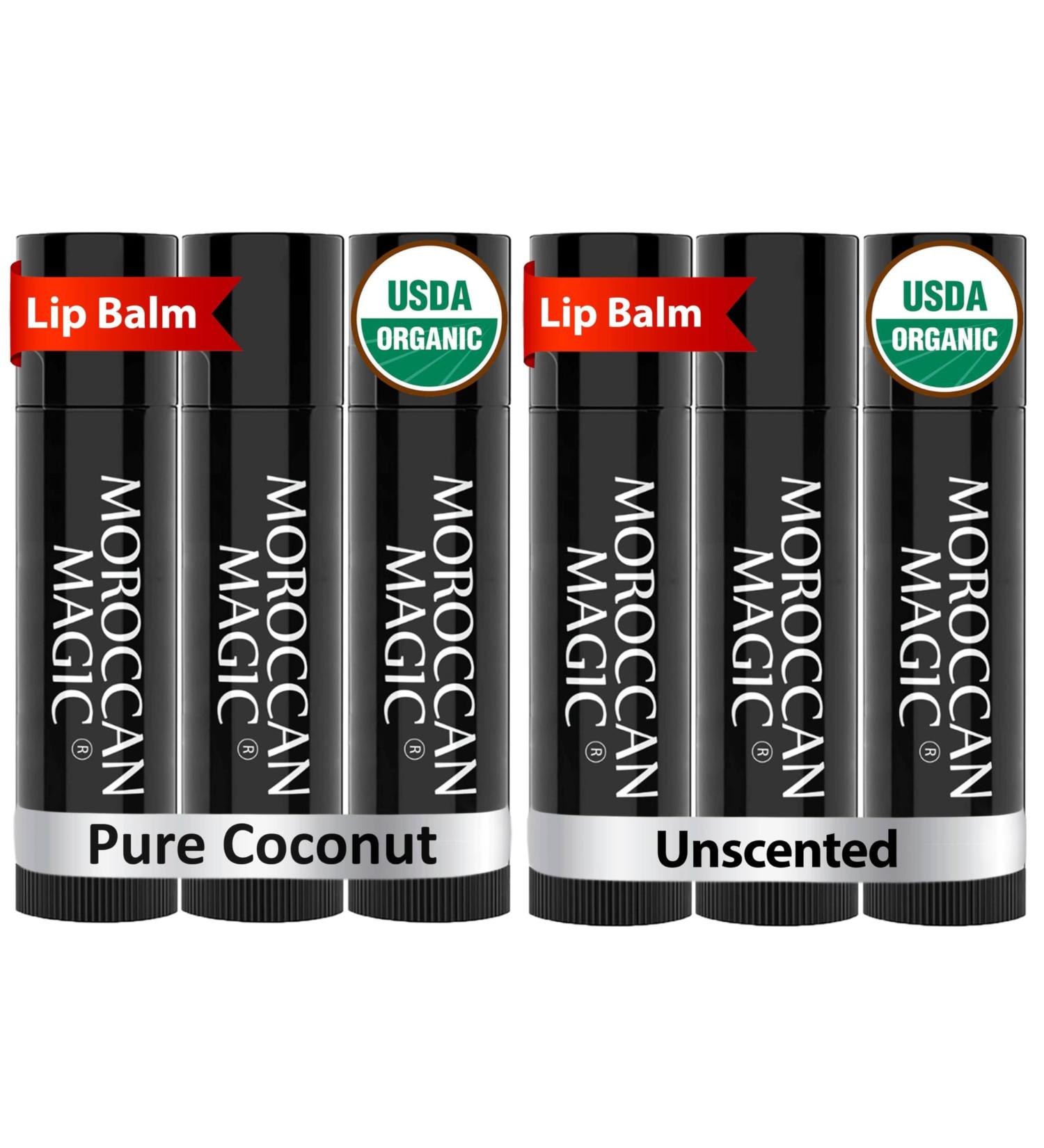 Organic Pure Coconut and Original Unscented Lip Balm Bundle (6 balms) - Buy Online on GoSupps.com