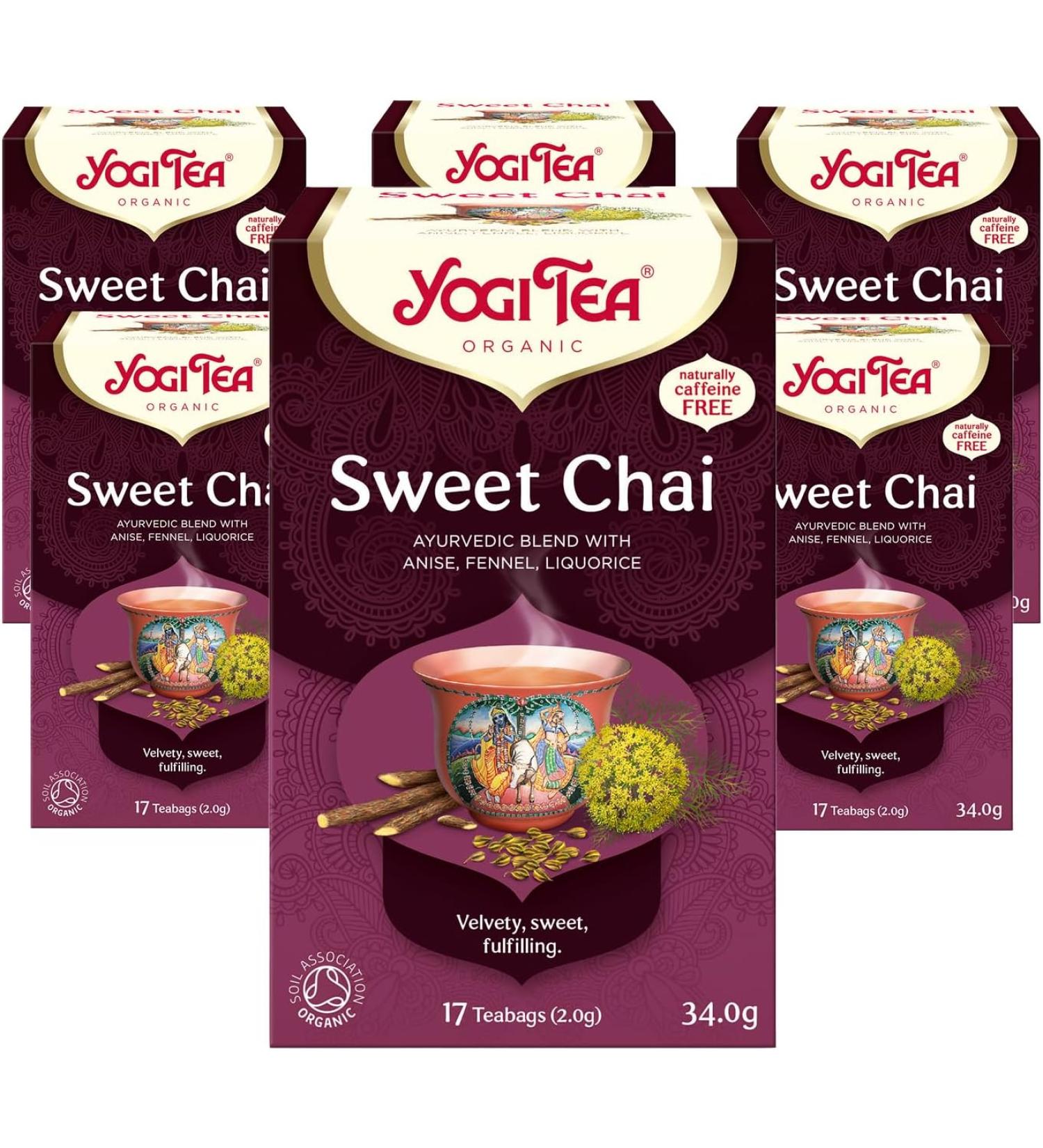 YOGI TEA Organic Herbal Tea - Sweet Chai - pack of 6 - 17 Tea Bags - Buy Online on GoSupps.com