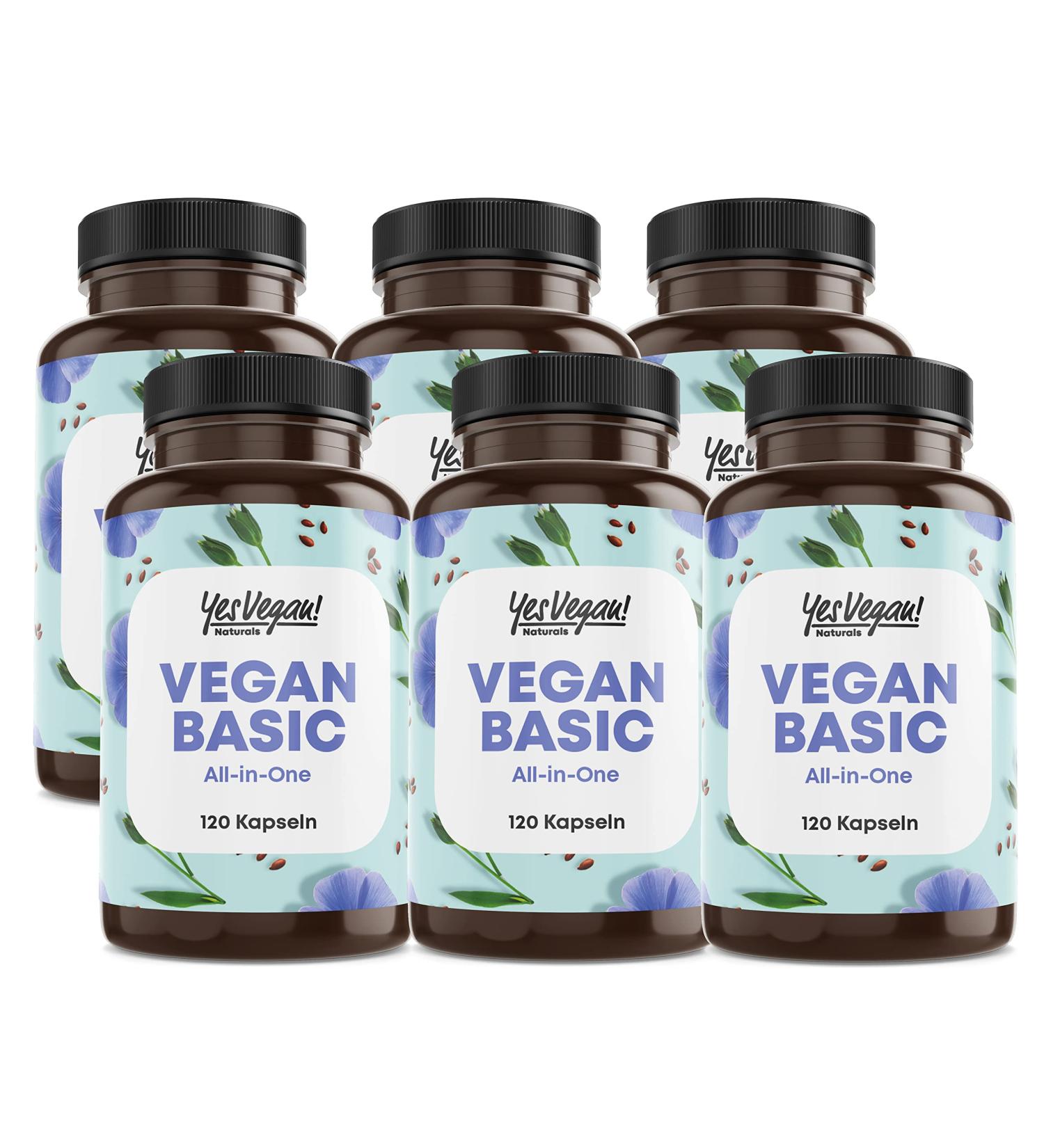 Vegan Complex Supplements - B12 K2 D3 Iron Zinc Selenium & Omega 3 - 120 Vegan Capsules (6 Pack) for Vegetarians & Vegans - Buy Online on GoSupps.com