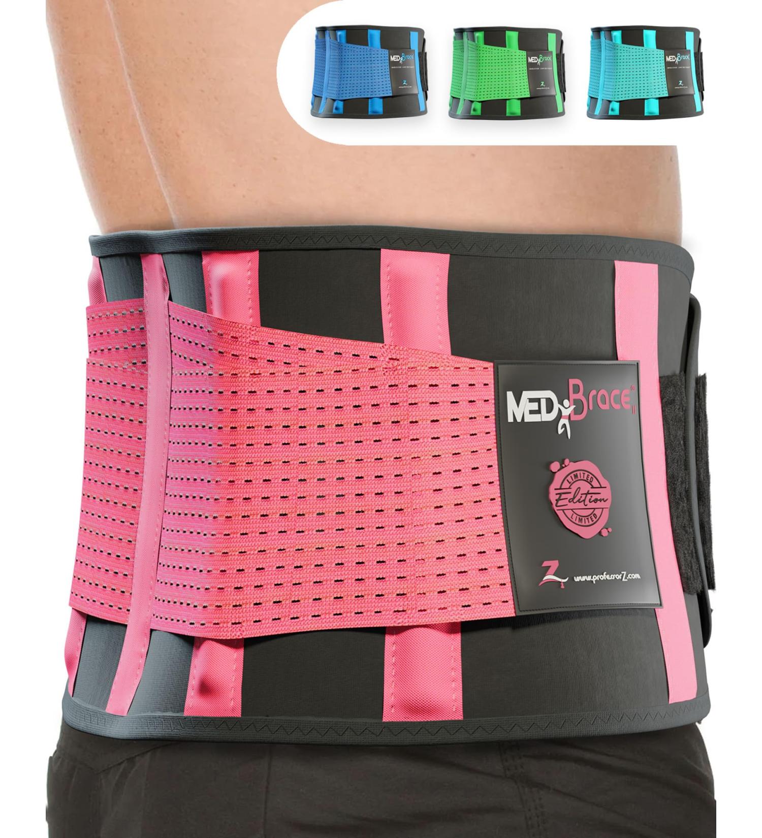 MEDiBrace X-Large Taffy Pink Back Support Belt for Lumbar Pain Relief - Medical Grade Orthopaedic Waist Compression for Sciatica, Scoliosis, and Disc Issues - Buy Online on GoSupps.com