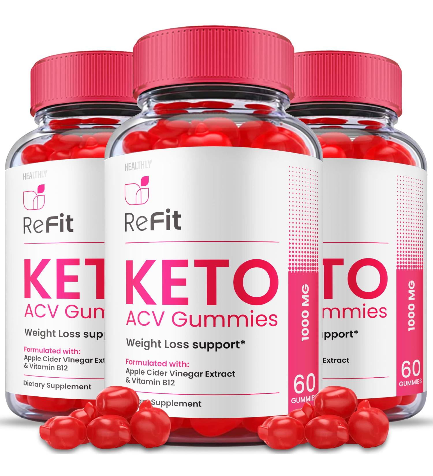 3 Pack Refit Keto Gummies - Vegan Formula with ACV & Vitamin B12 for Weight Loss - 180 Gummies - Buy Online on GoSupps.com