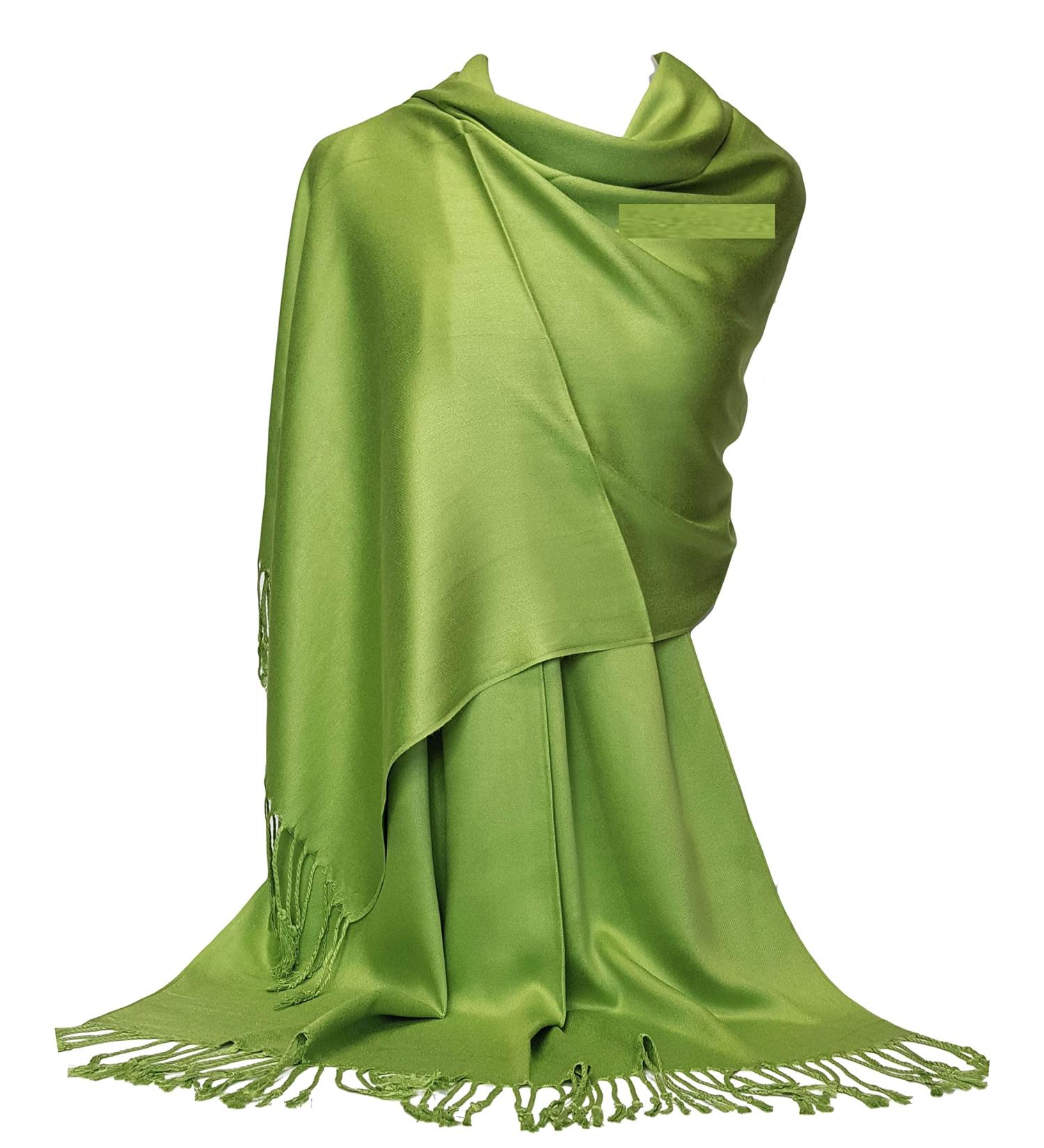 GFM Smooth Shiny Surface Pashmina Style Scarf (L9) L9-lhr-light Green