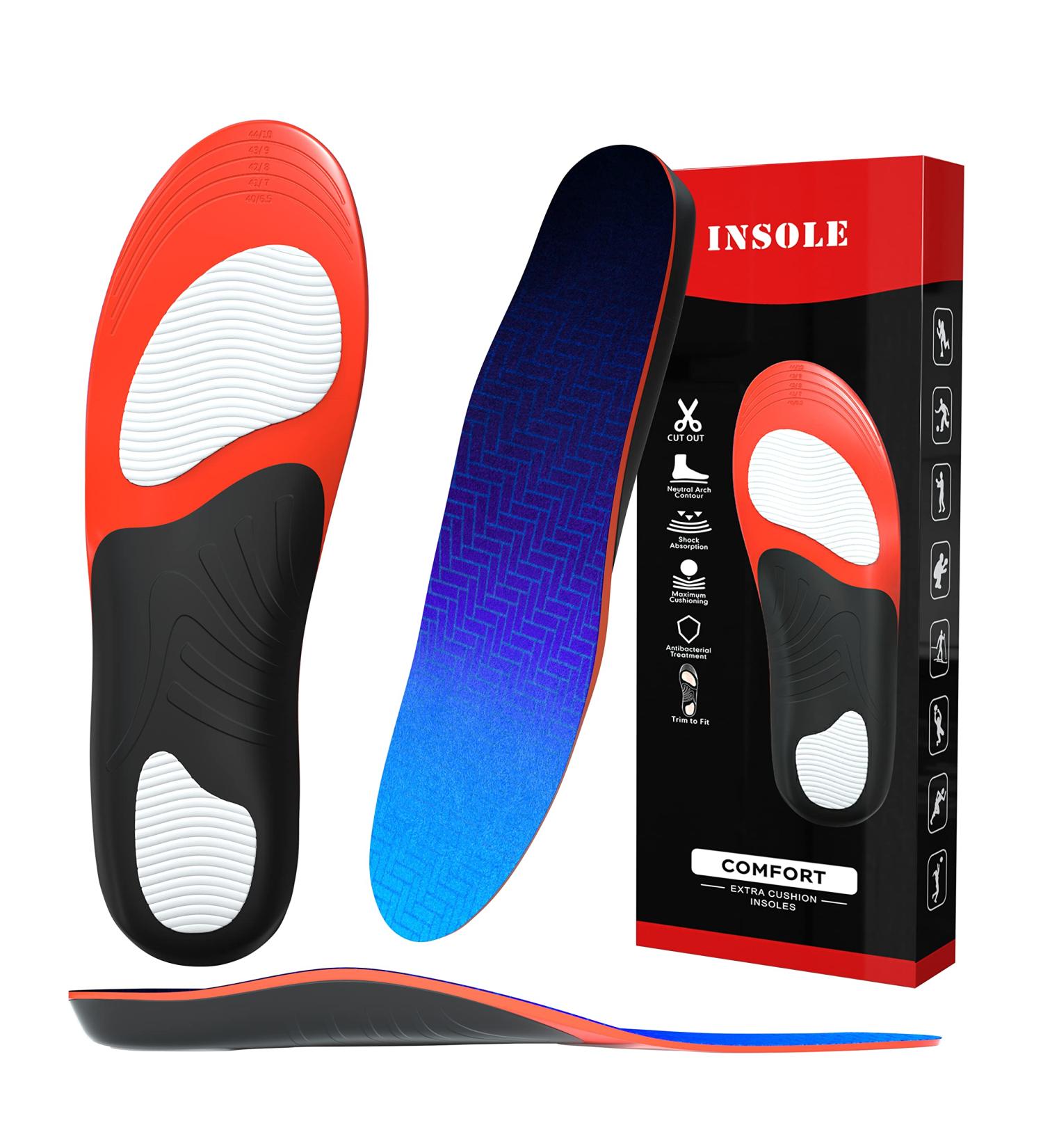 Plantar Fasciitis Insoles for Men and Women - Arch Support Orthotic Inserts for Flat Feet, High Arch, Foot Pain - Running Athletic Gel Shoe Insoles (M 6.5-10 / W 8.5-10.5) - Buy Online on GoSupps.com