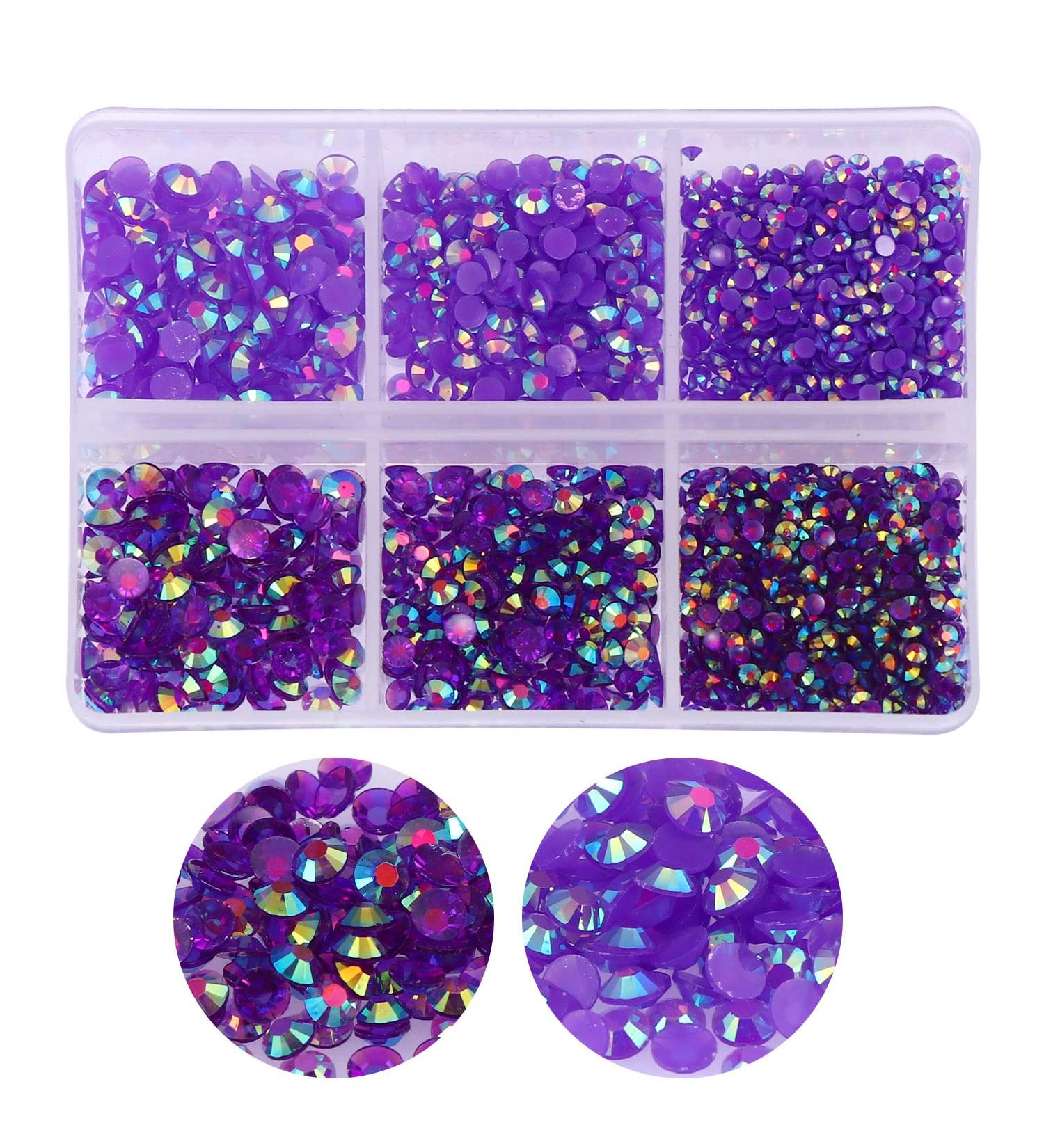 3000pcs Dark Purple AB Flatback Rhinestones for Crafts - Resin Rhinestone Gems for DIY Clothes and Nail Art - Buy Online on GoSupps.com