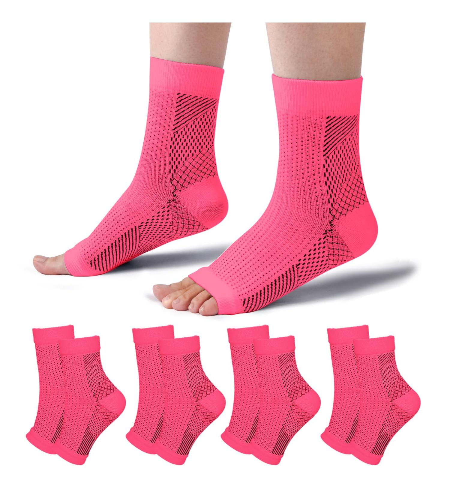 Tomiliold 4 Pair Compression Socks for Women & Men | Ankle Bandage & Achilles Tendon Support | Orthopedic Foot Compression Socks in Pink (Size 34-37) - Buy Online on GoSupps.com