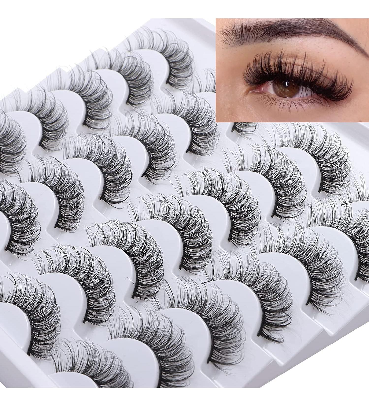 Outopen 14 Pairs D Curl Faux Mink False Eyelashes - 3D Fluffy Wispy Volume Pack - Buy Online on GoSupps.com