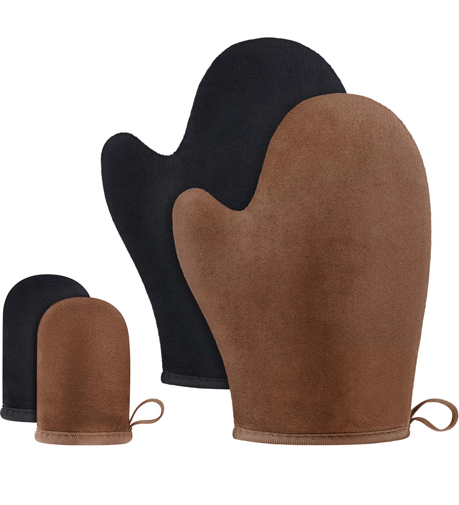 TOODOO 4 Pieces Double Sided Soft Microfiber Self Tanning Mitt Applicator Gloves - Black/Brown - Buy Online on GoSupps.com