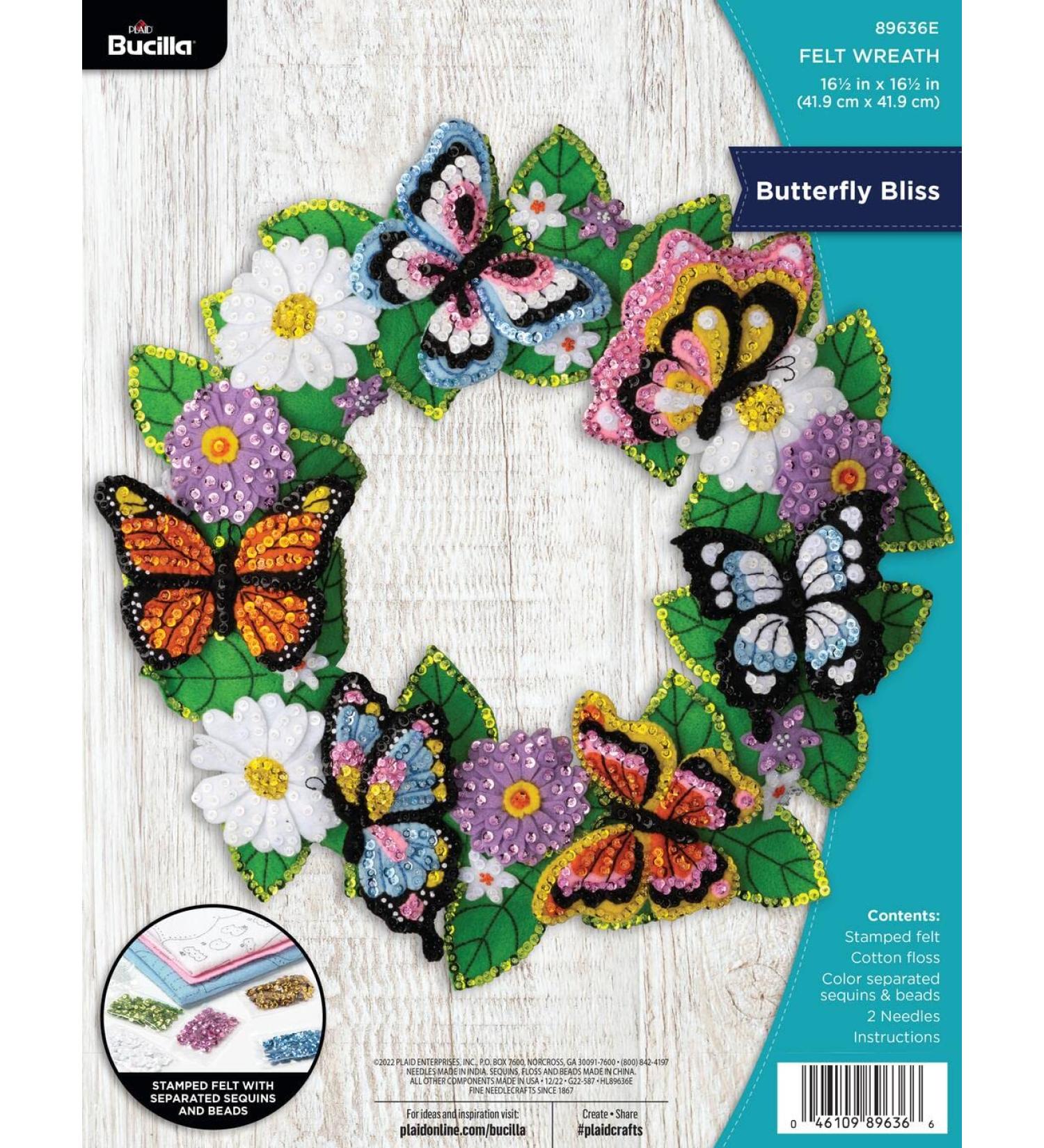 DIY Bucilla Butterfly Bliss Wreath Kit - 89636E | Felt Applique Craft Kit - Buy Online on GoSupps.com
