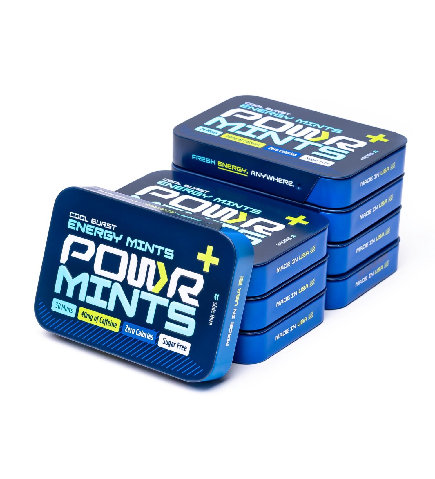 POWR Energy - 8 Tin Bundle (192 Mints Total) - 40mg of Caffeine P/Mint - Sugar Free - Zero Calories - Pre-Workout Cycling Running Endurance - Fast Acting Energy - Buy Online on GoSupps.com