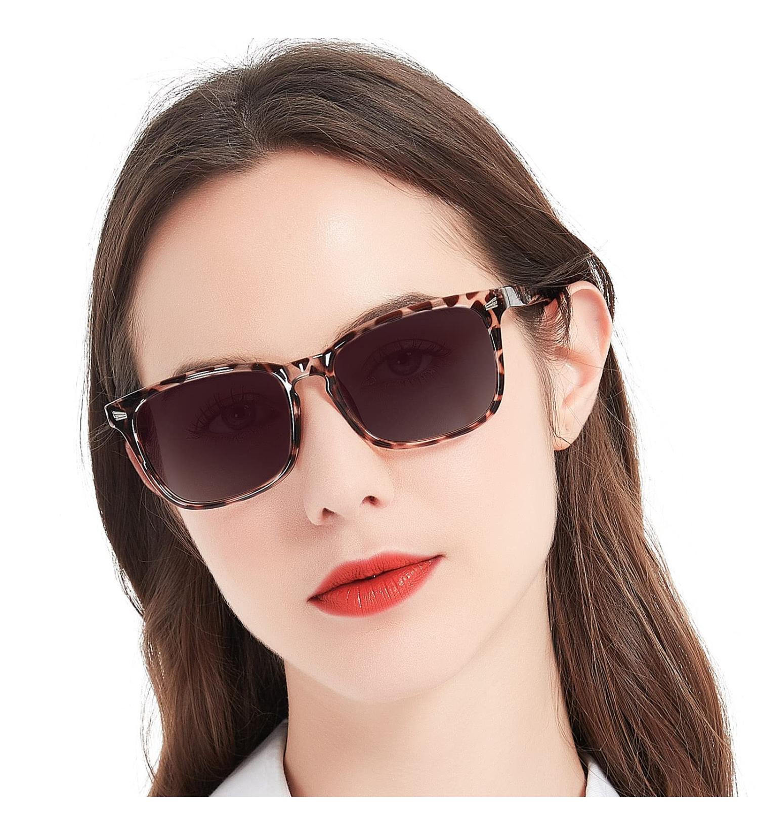 MARE AZZURO Bifocal Reading Sunglasses for Women - Trendy Square Outdoor Readers (Leopard 2.0) - Stylish & Comfortable Vision Correction - International Shipping Available - Buy Online on GoSupps.com