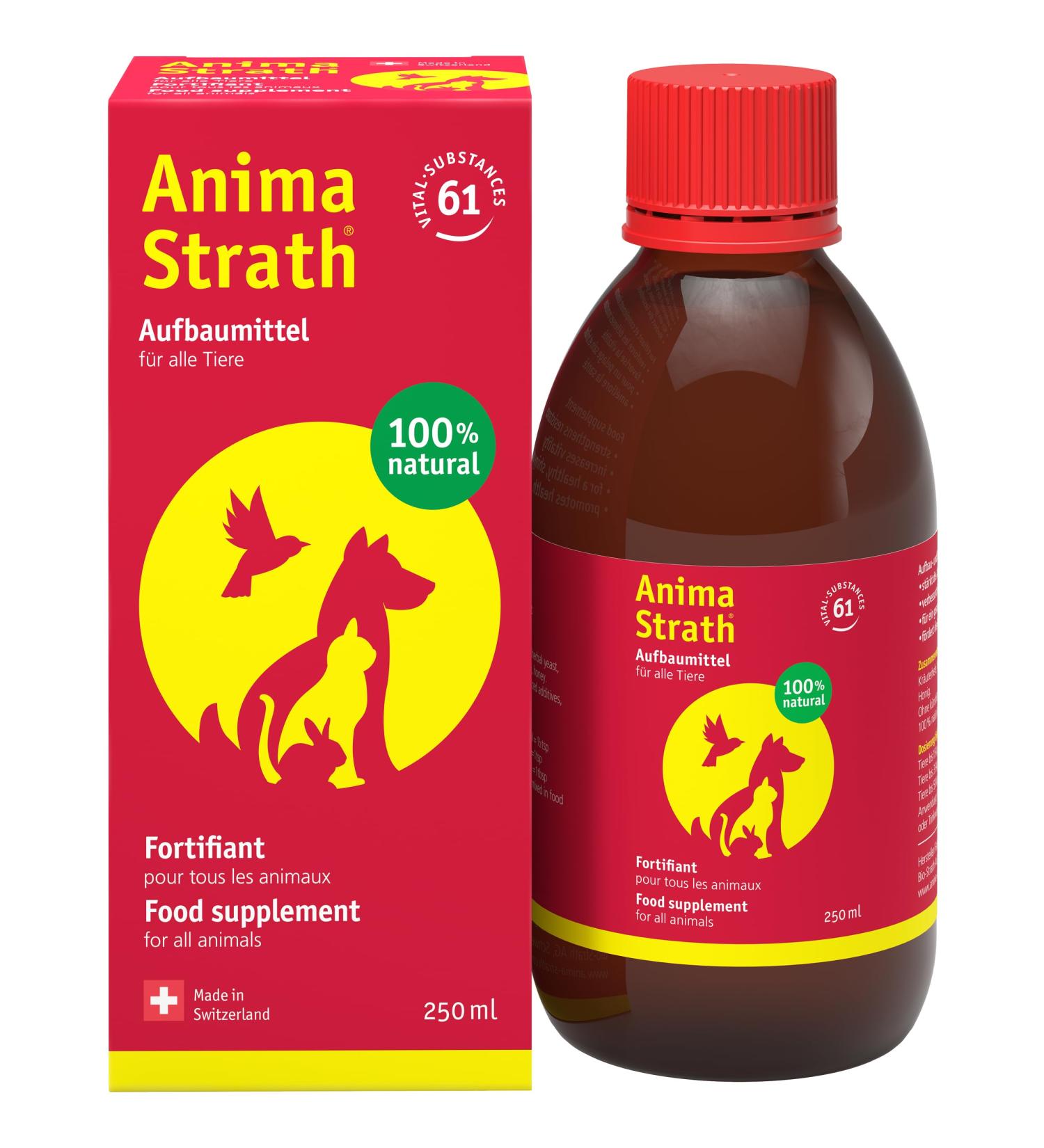 Anima-Strath Natural Food Supplement for Dogs & Cats | Immune System & Digestive Care with 61 Vital Nutrients Vitamins Minerals Amino Acids & Prebiotic Qualities | BARF Diet Food Topper (250 ml) Herbal 250 ml (Pack of 1) - Buy Online on GoSupps.com