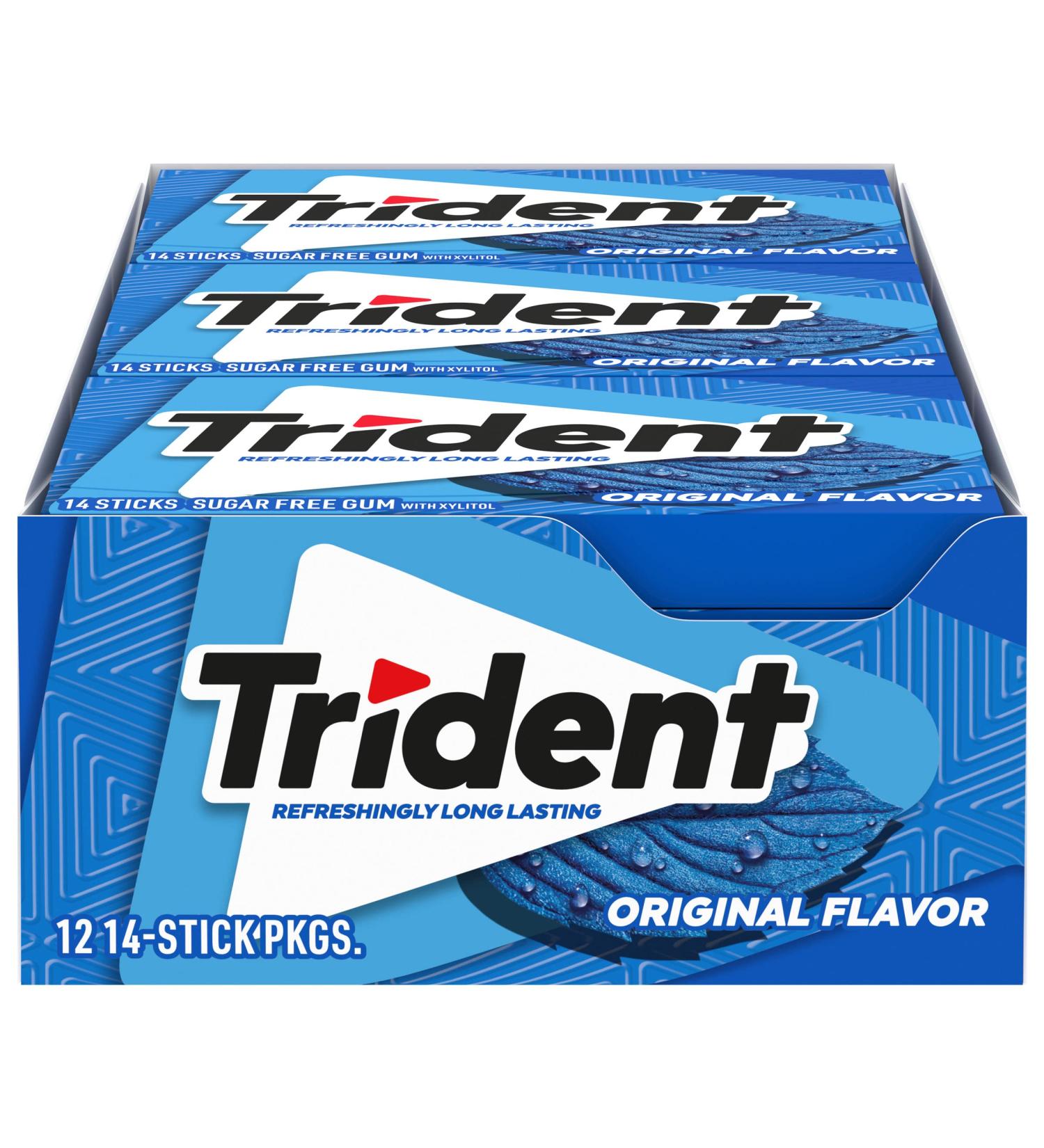 Trident Original Flavor Sugar Free Gum - 12 Packs (168 Total Pieces) - Buy Online on GoSupps.com