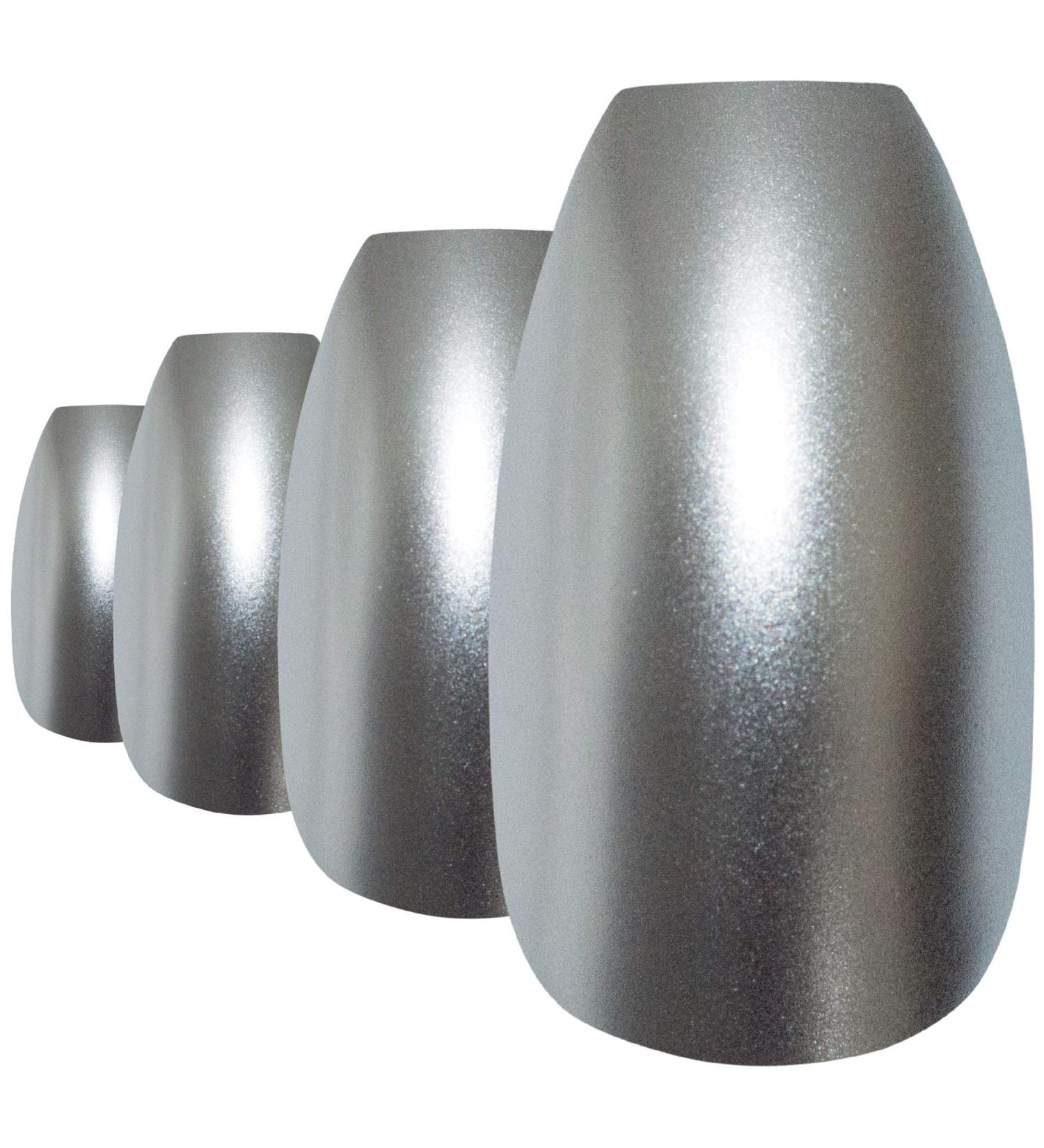 Bling Art Silver Metallic Ballerina Coffin False Nails - 24 Long Artificial Tips with Glue | International Shipping Available - Buy Online on GoSupps.com