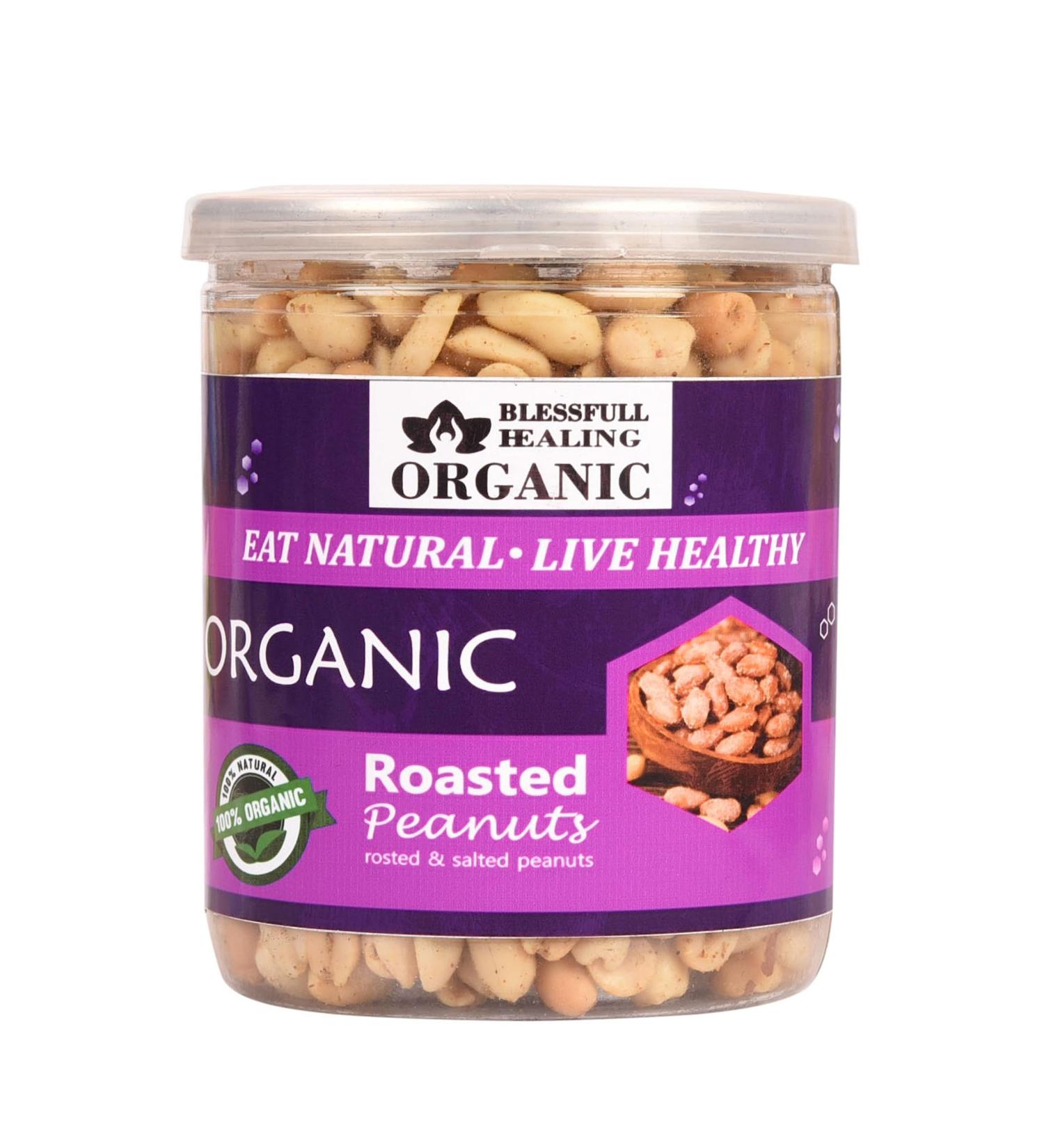 Blessfull Healing Organic Natural Vegan Roastad & Salted Roasted Peanuts Crunchy Healthy Snacks 250 Gram - Buy Online on GoSupps.com
