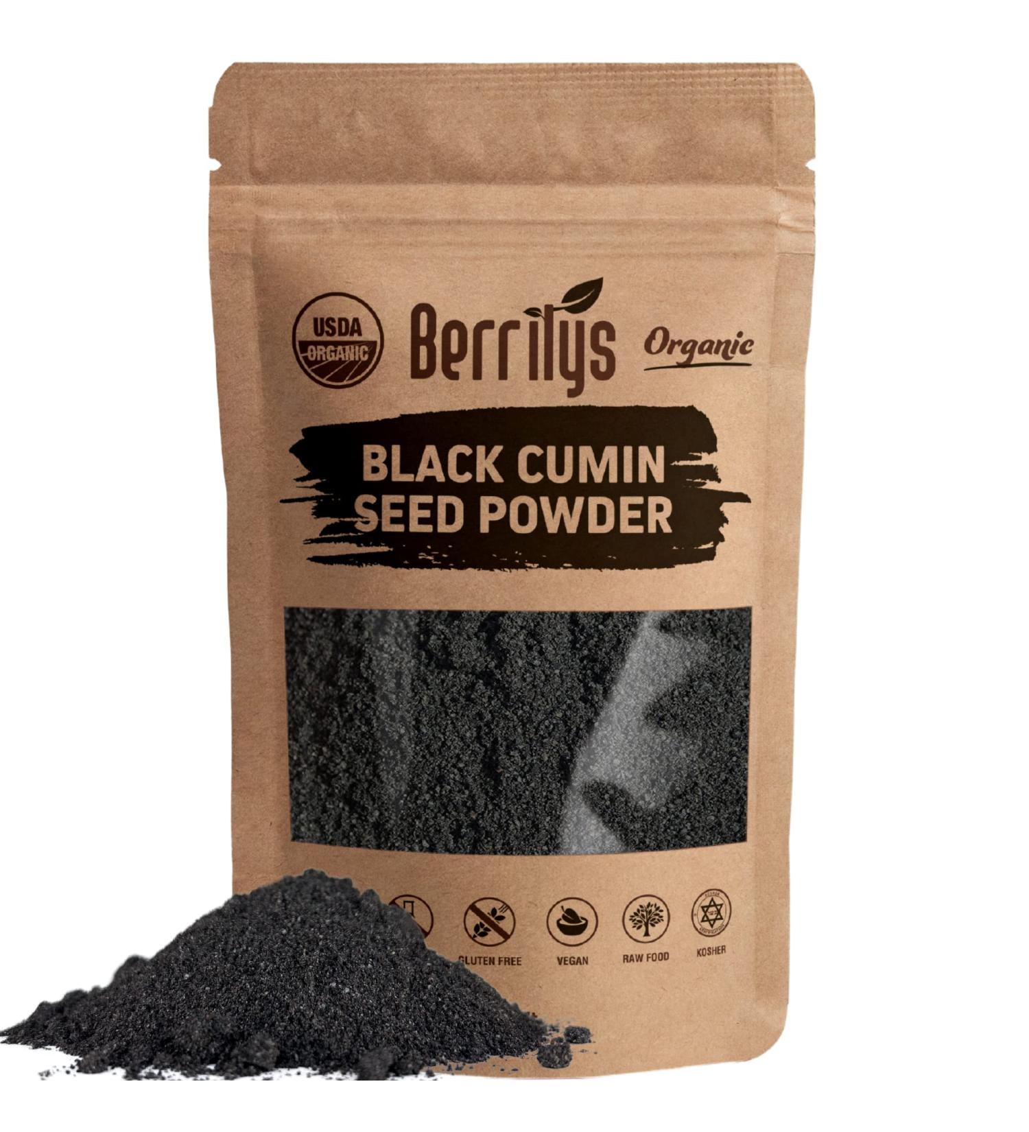 Organic Black Seed Powder 10oz - Nigella Sativa Kalonji, Great for Baking | Berrilys Ground - Buy Online on GoSupps.com