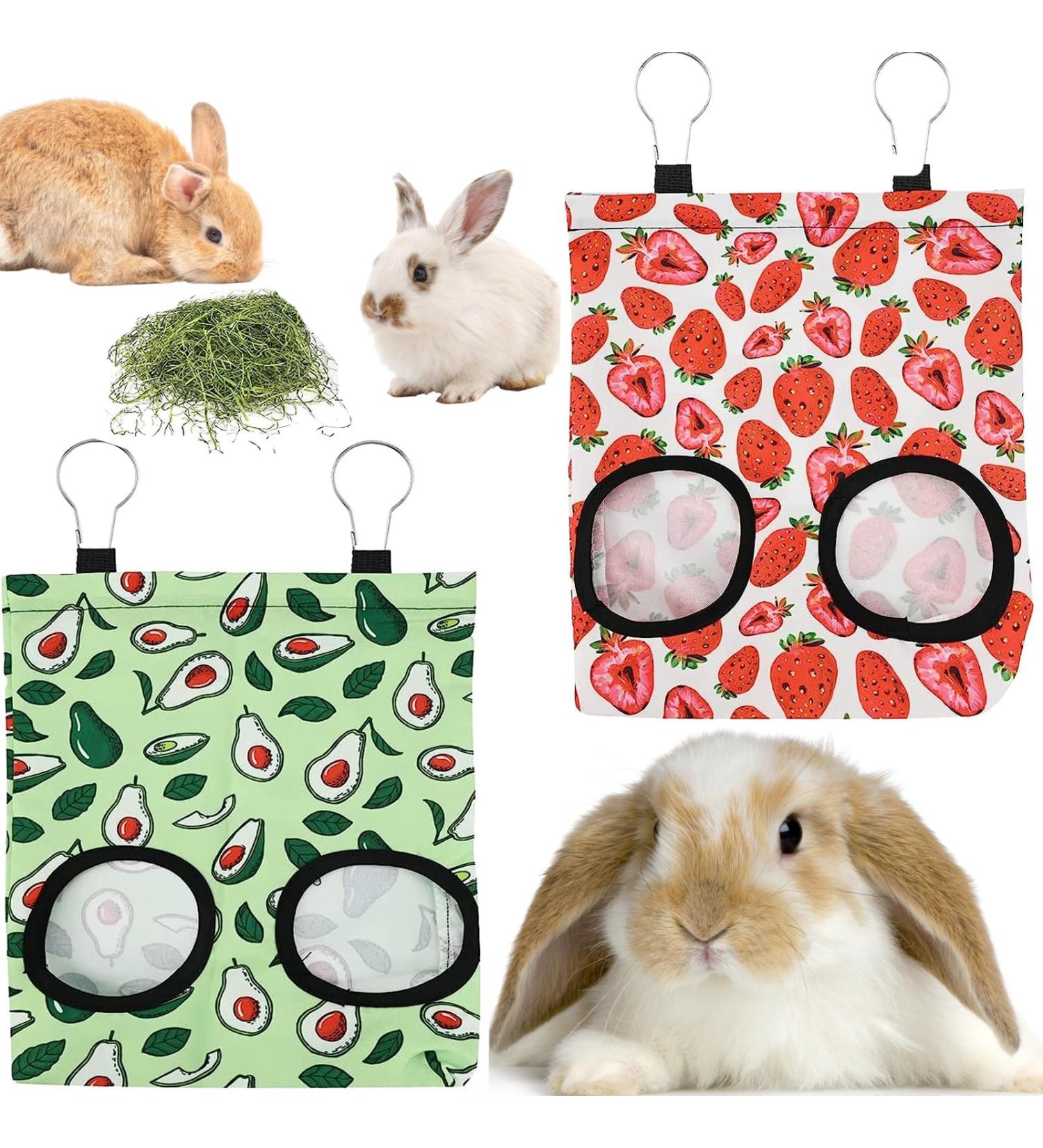 2 Pcs Hay Bag Rabbit Hay Feeder Rabbit Feeder Hamster Guinea Pig Hay Storage Bag Rabbit Hay Feeder Bag Small Pet Hanging Food Feeding Bag (Pink & Green) - Buy Online on GoSupps.com