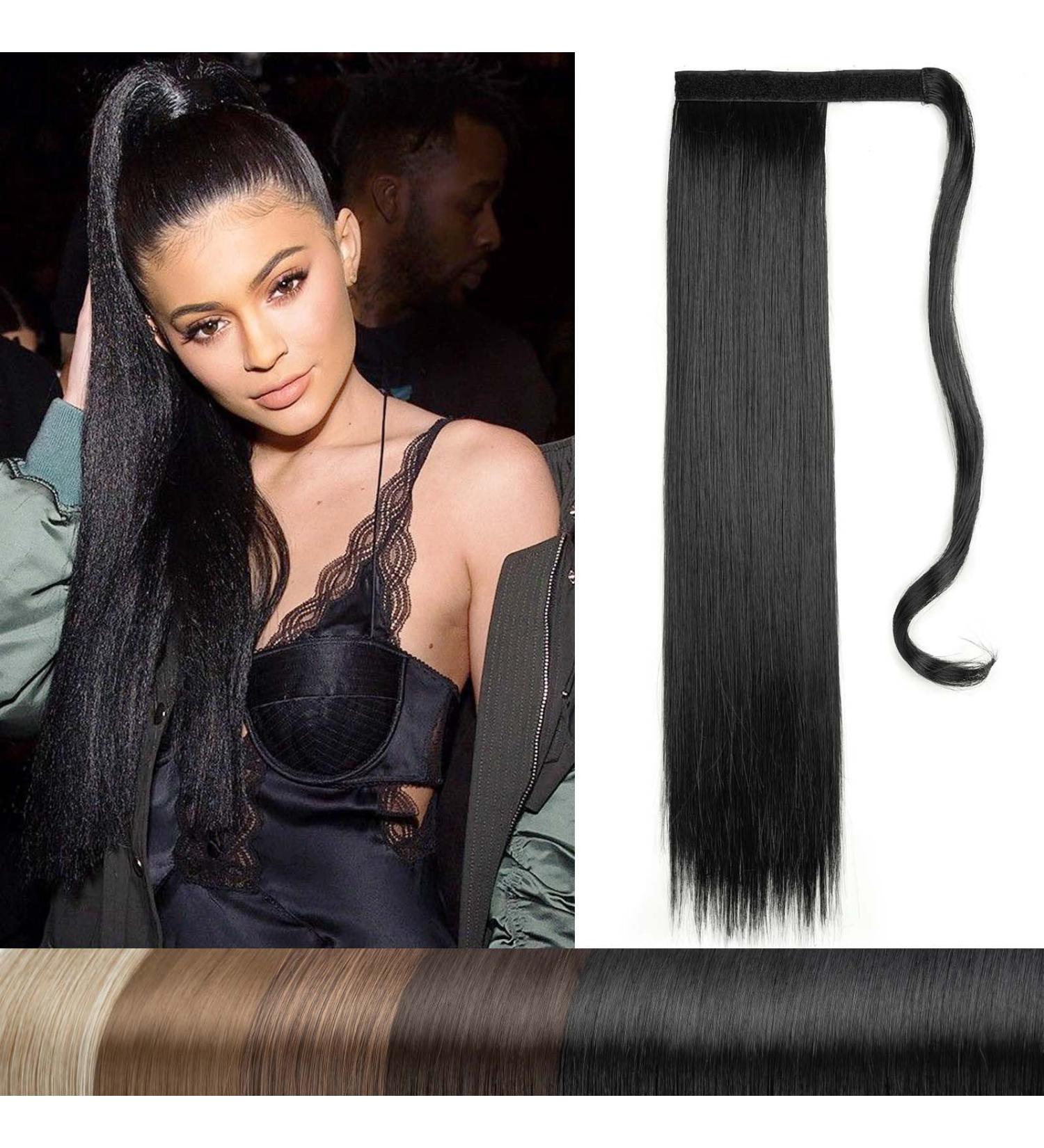 Premium Clip-In Ponytail Hair Extensions - 22 Inch Natural Black Braid 110g Realistic Hair - Smooth & Versatile Preference Extensions - Buy Online on GoSupps.com