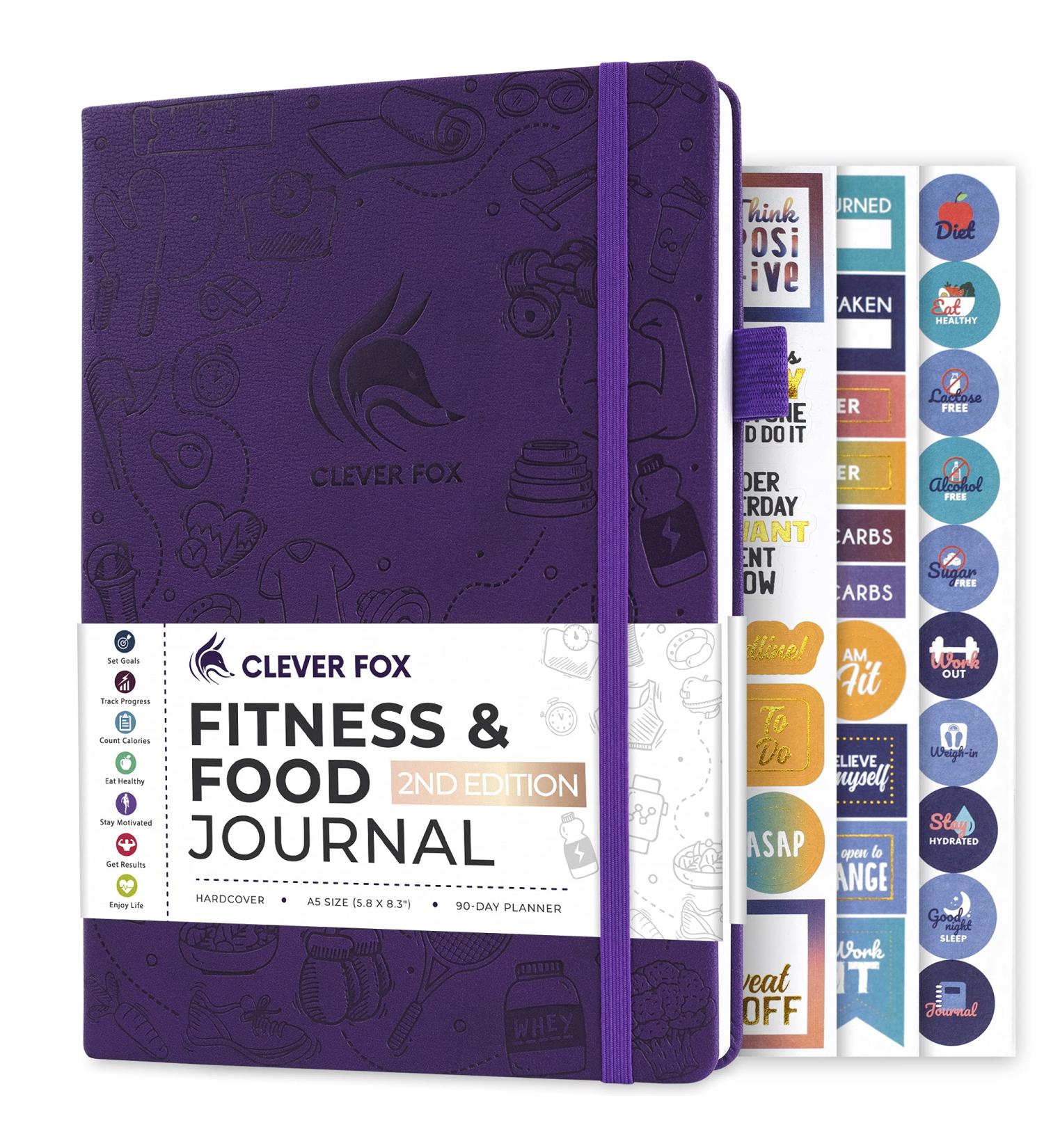 Clever Fox Fitness & Food Journal  Nutrition & Workout Planner for Women & Men  Diet & Gym Exercise Log Book with Calendars  Diet & Training Trackers - Undated  A5 Size  Hardcover (Purple) Purple A5 (5.8" x 8.3") - Buy Online on GoSupps.com