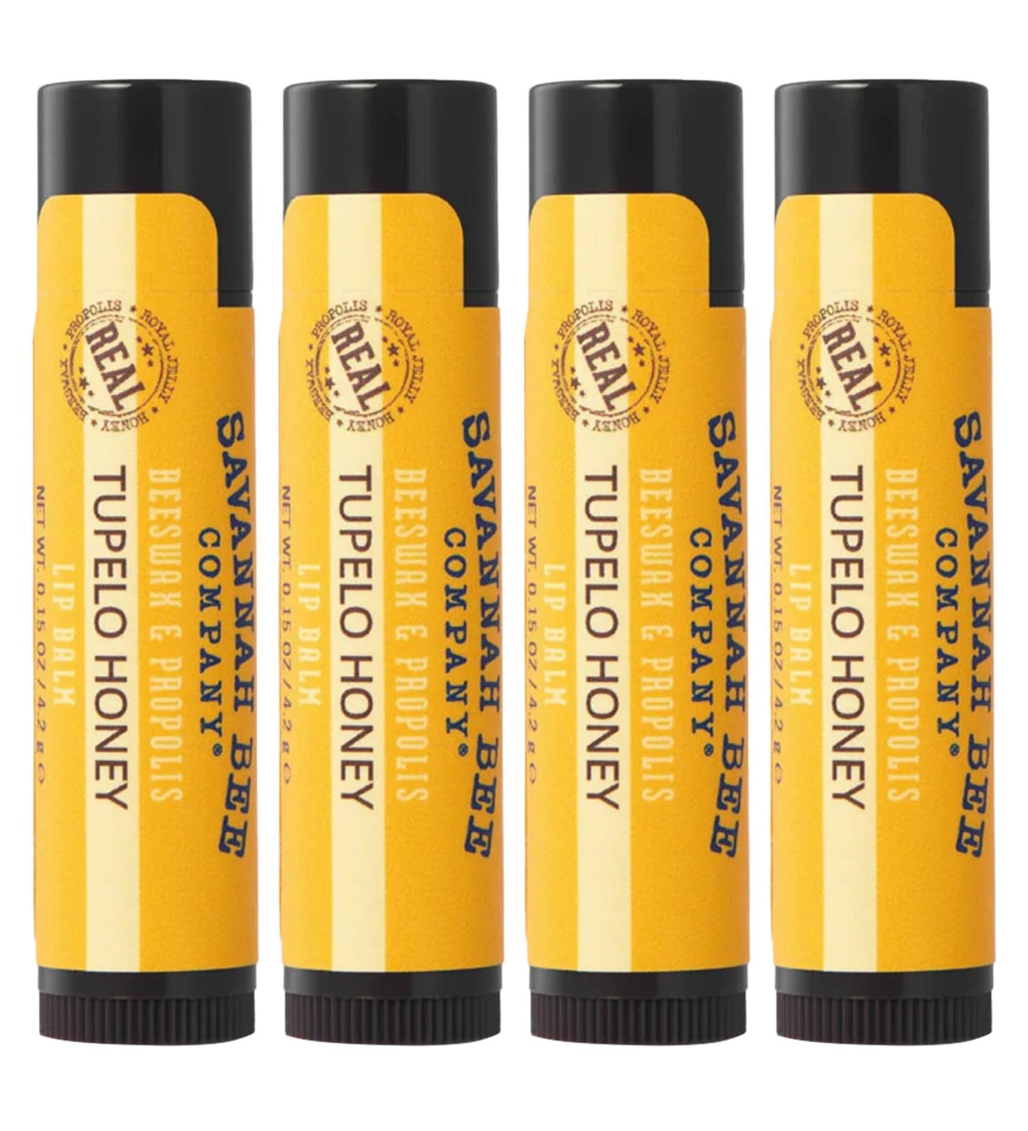 Buy Savannah Bee Company Natural Tupelo Honey Beeswax Lip Balm - 4 Pack | Premium Moisturizing Lip Care - Buy Online on GoSupps.com