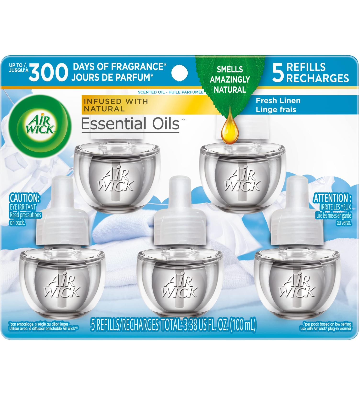 Air Wick Plug in Scented Oil Refill 5ct - Fresh Linen Essential Oils - Air Freshener - Buy Online on GoSupps.com