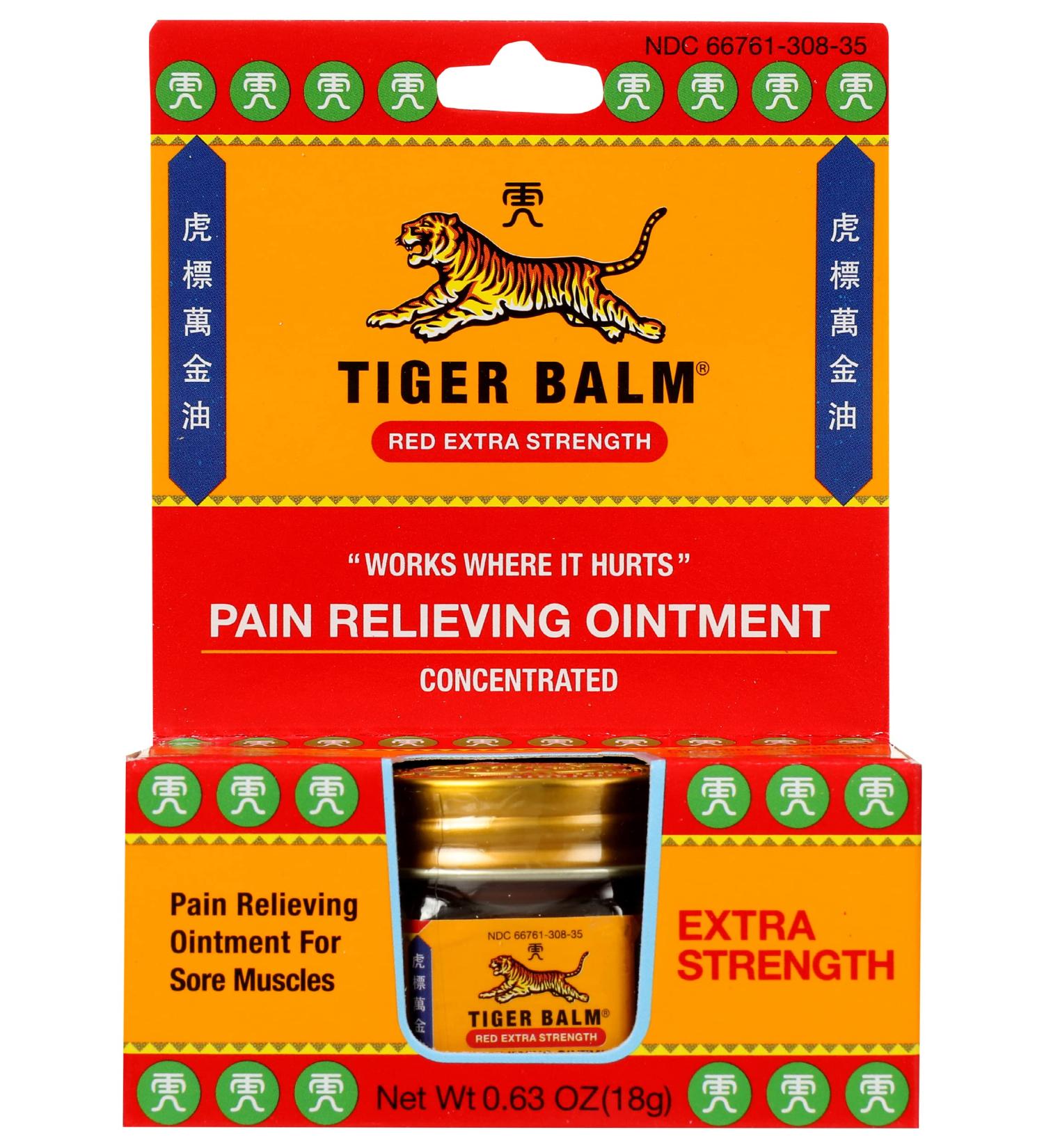 Tiger Balm Red Extra Strength Rub Balm - Alcohol Free Cruelty Free | 0.63 oz (Pack of 6) - International Shipping Available - Buy Online on GoSupps.com