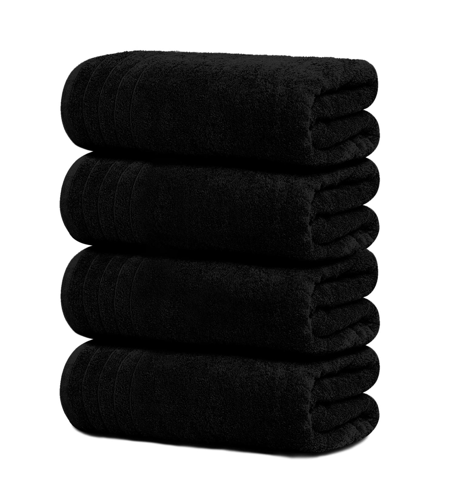 Large 100% Cotton Bath Towels 30x60 Inches - 4 Pack Black Towel Set - Buy Online on GoSupps.com
