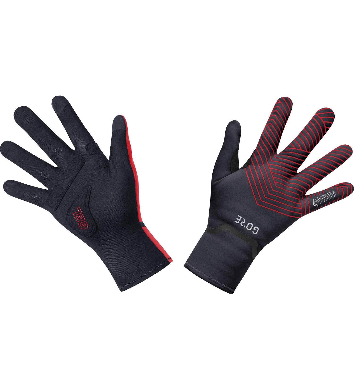 GORE WEAR C3 Gore-Tex Infinium Stretch Mid Gloves - Black/Red | International Shipping Available - Buy Online on GoSupps.com