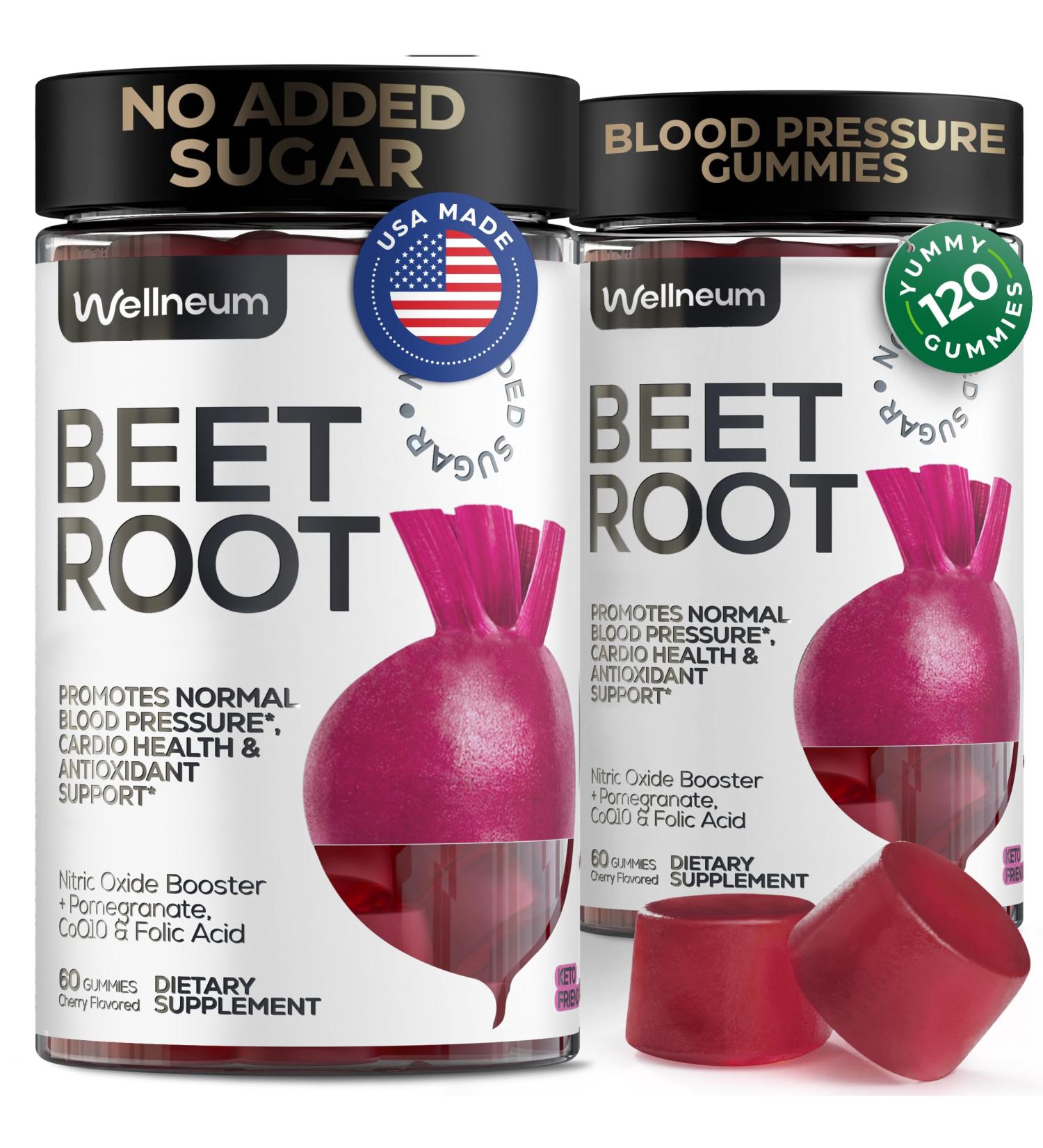 Beets for High Blood Pressure 120 Pcs (2 Pack) - Beet Root Chews with Pomegranate Juice Powder - Nitric Oxide Gummies for Energy Cardio Health - Gummy Supplement for Men and Women - Sugar Free 60 Count (Pack of 2) Beetroot - Buy Online on GoSupps.com
