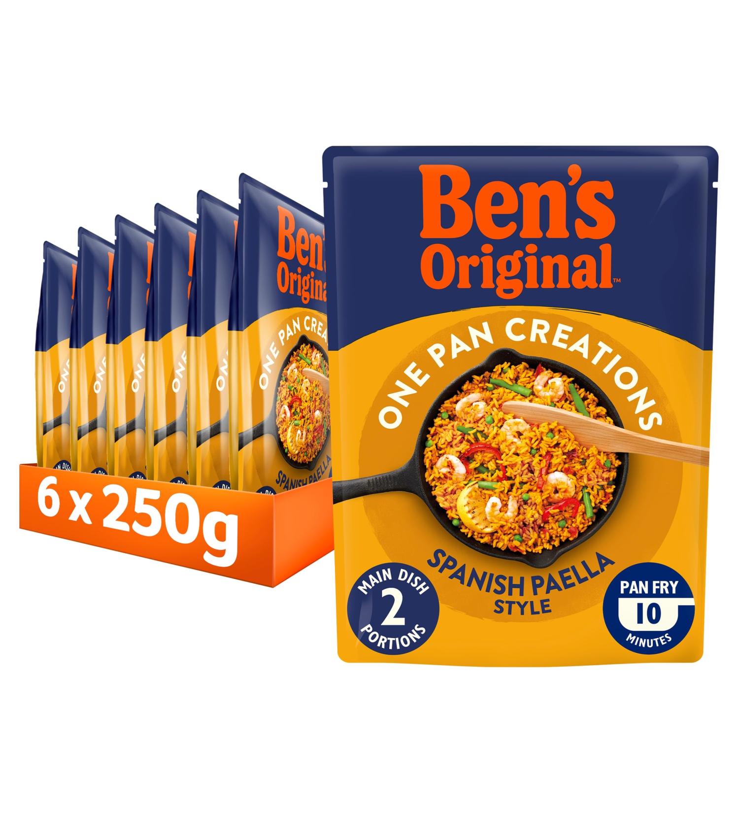 Ben's Original One Pan Creations Spanish Paella Rice Pouch Ready Meals Bulk Multipack 6 x 250g - Buy Online on GoSupps.com