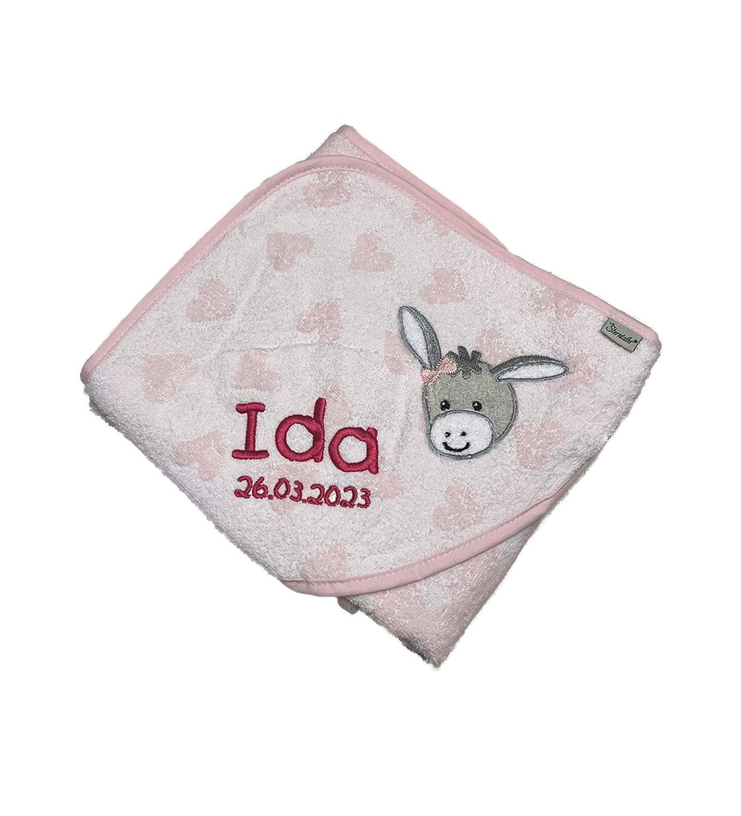 Personalized Sterntaler Bath Towel 80x80 cm - 100% Cotton Embroidered Name (Emmi Girl Pink) - International Shipping - Buy Online on GoSupps.com