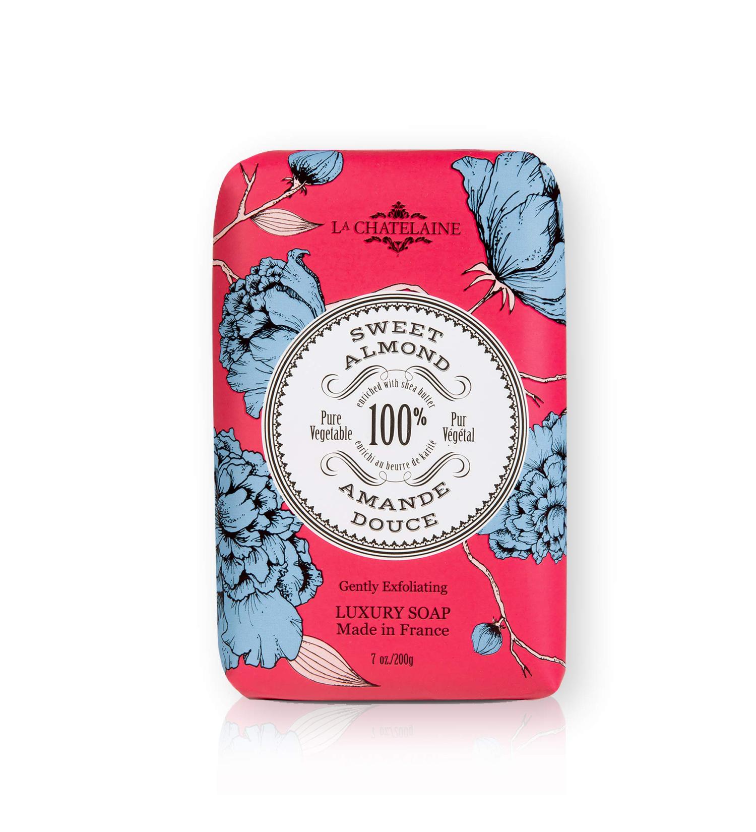 La Chatelaine Luxury Exfoliating Bar Soap | Natural Shea Formula (Sweet Almond  7 oz) Almond 7 Ounce (Pack of 1)
