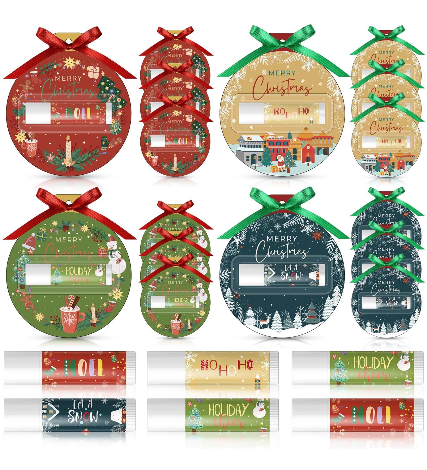 Lounsweer 12 Set Christmas Lip Balm Bulk Gifts Adult Christmas Party Favors Xmas Ball Style Lip Balm for Party Staff Coworker - Buy Online on GoSupps.com