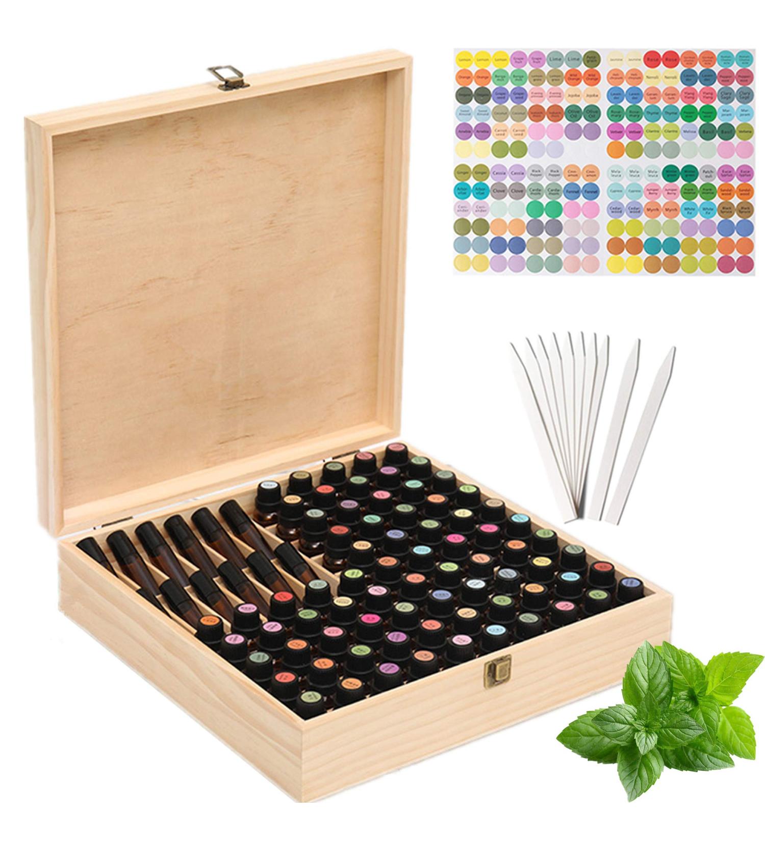 Songlela Essential Oils Wooden Box - 85 Holes Aromatherapy Organizer for Oils Nail Polish & Fragrance | Multifunctional Gift Storage - Buy Online on GoSupps.com