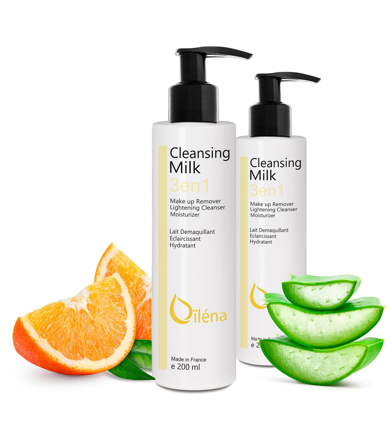 3-in-1 Moisturising Milk Cleanser with Papaya & Aloe Vera | Gentle Anti-Spot Makeup Remover | For Sensitive/Oily Skin | Dermatologically Tested | 2 x 200ml - Buy Online on GoSupps.com