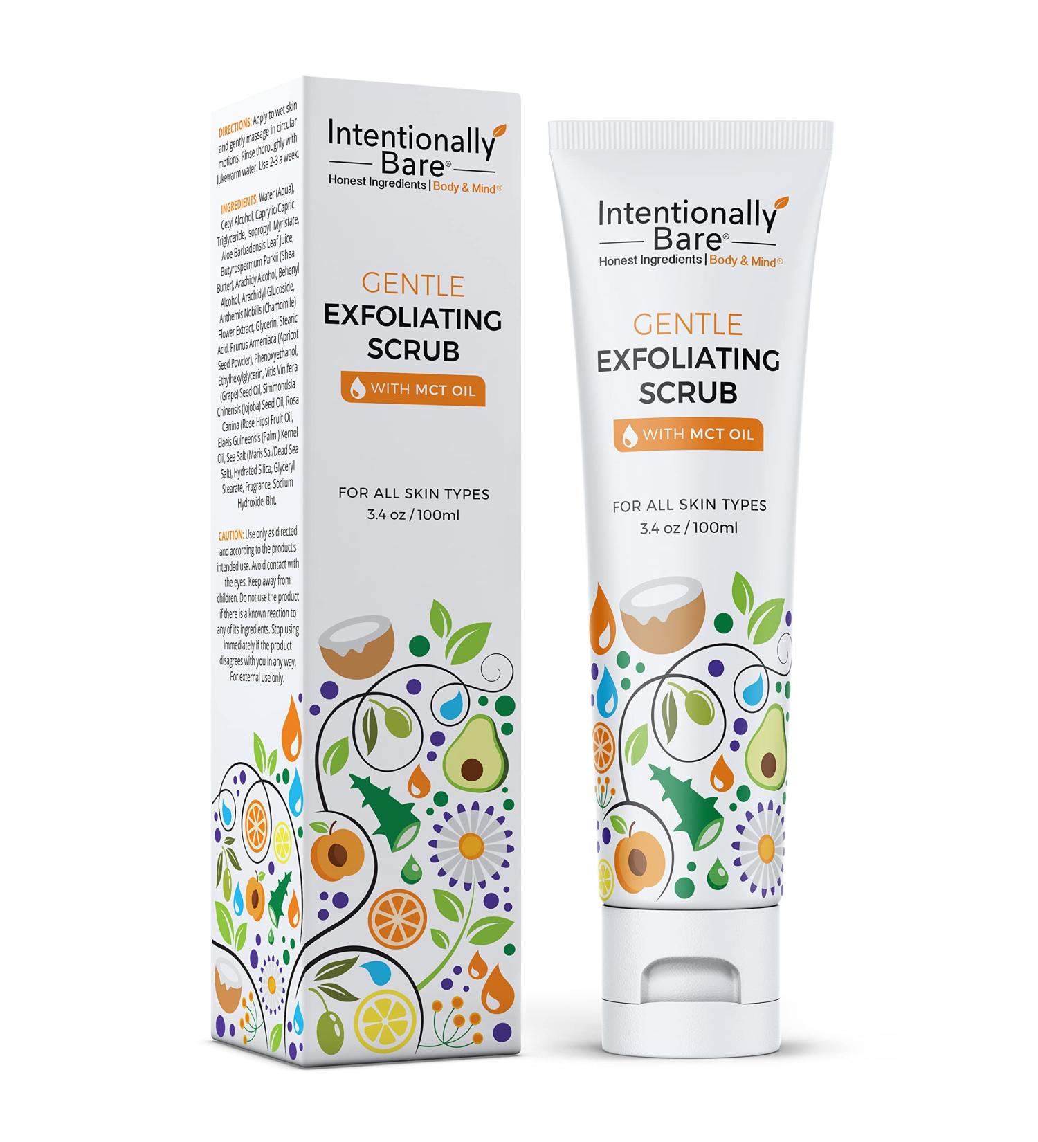 Intentionally Bare Gentle Face Scrub - Pro-Aging Exfoliator with MCT Oil for All Skin Types - 3.4oz | Best Face Scrub for Women with Dry Skin - Buy Online on GoSupps.com