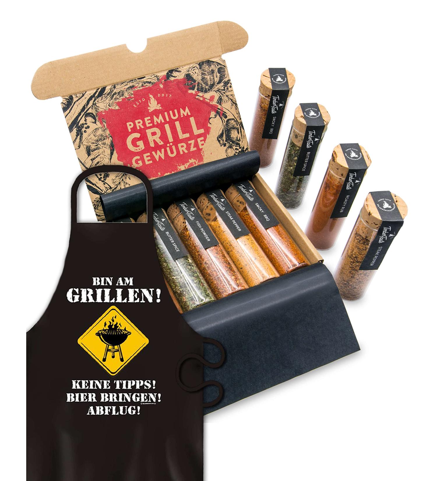 BBQ Grill Spices & Apron Gift Set for Men | 5 Exquisite Spices & Recipes | Perfect Grill Accessories - Buy Online on GoSupps.com