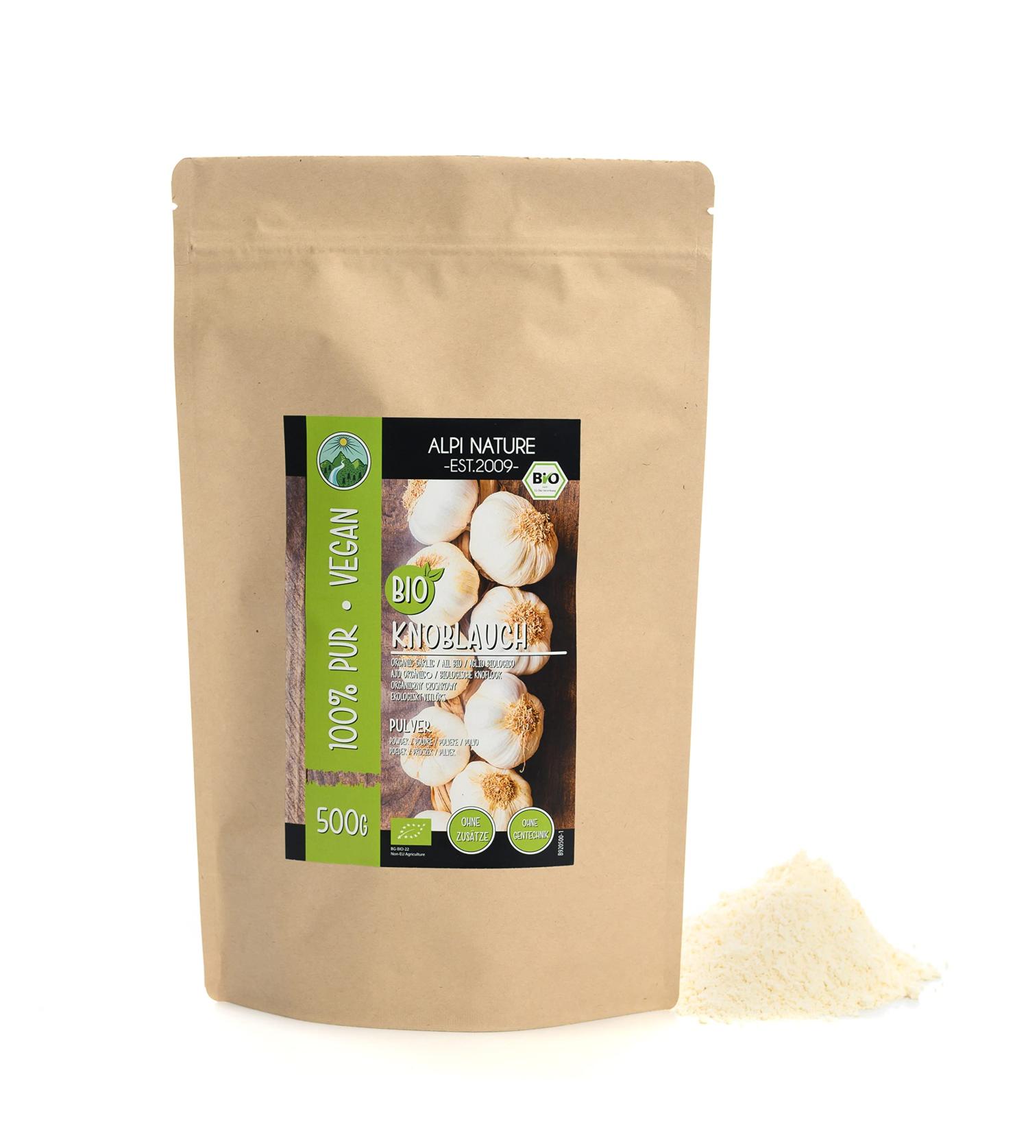 Organic garlic ground (500g 1.1lb) organic garlic powder garlic from organic farming organic garlic powder laboratory tested 100% pure and natural 500 GR (1.1lb) - Buy Online on GoSupps.com