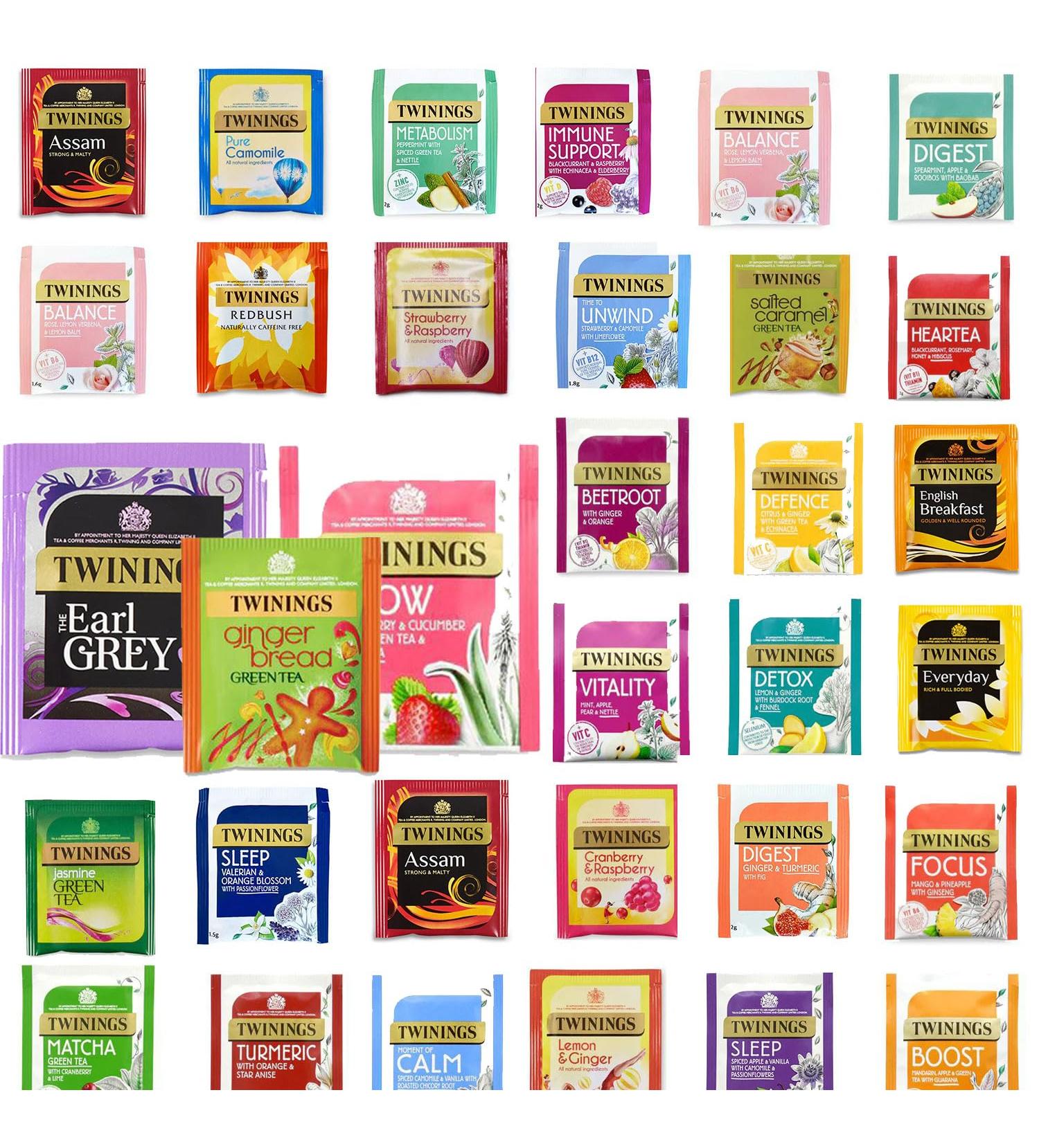 Twinings Tea Bags Envelopes Sachets 50 Pack Pick N Mix - (Choose From 25+ Flavours) Inc Black Tea Herbal Tea Green Tea Fruity Tea and Many More 50 (10 of each) - Buy Online on GoSupps.com