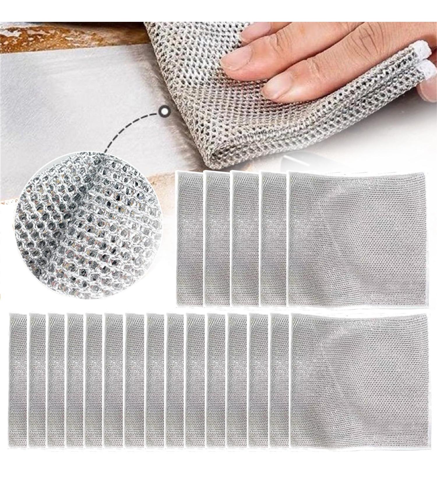 Magnifying Wire Dishwashing Rag Multifunctional Non-Scratch Wire Dishcloth Multipurpose Wire Dishwashing Rags for Wet and Dry for Dishes Sinks Counters Stove Tops (20) - Buy Online on GoSupps.com