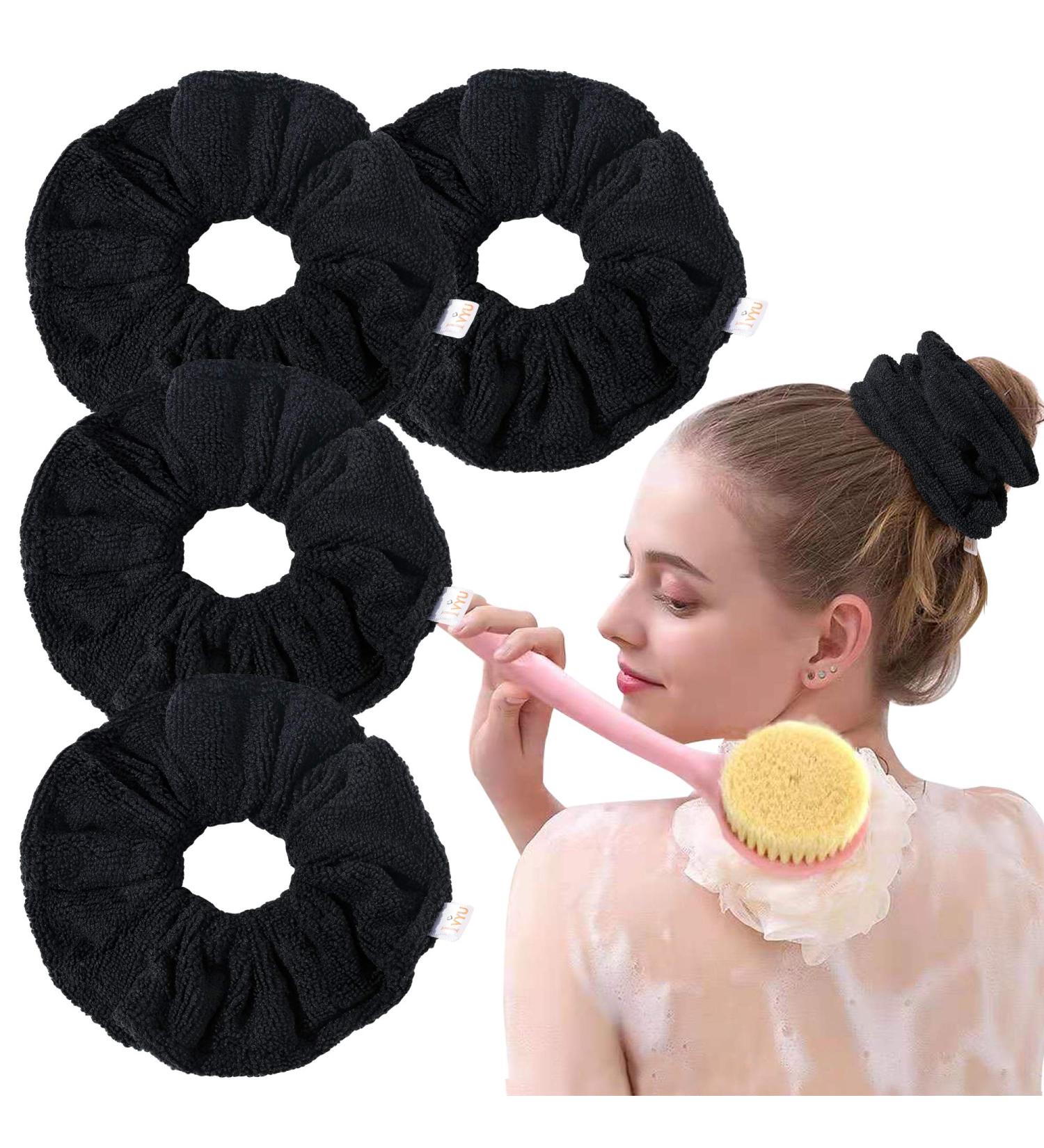 Ivyu Large Microfiber Hair Drying Scrunchie - Black Jumbo Curl Hair Towel Wrap for Anti-Frizz Absorption | Fast-Drying Sleep Scrunchy for Women & Girls - Buy Online on GoSupps.com