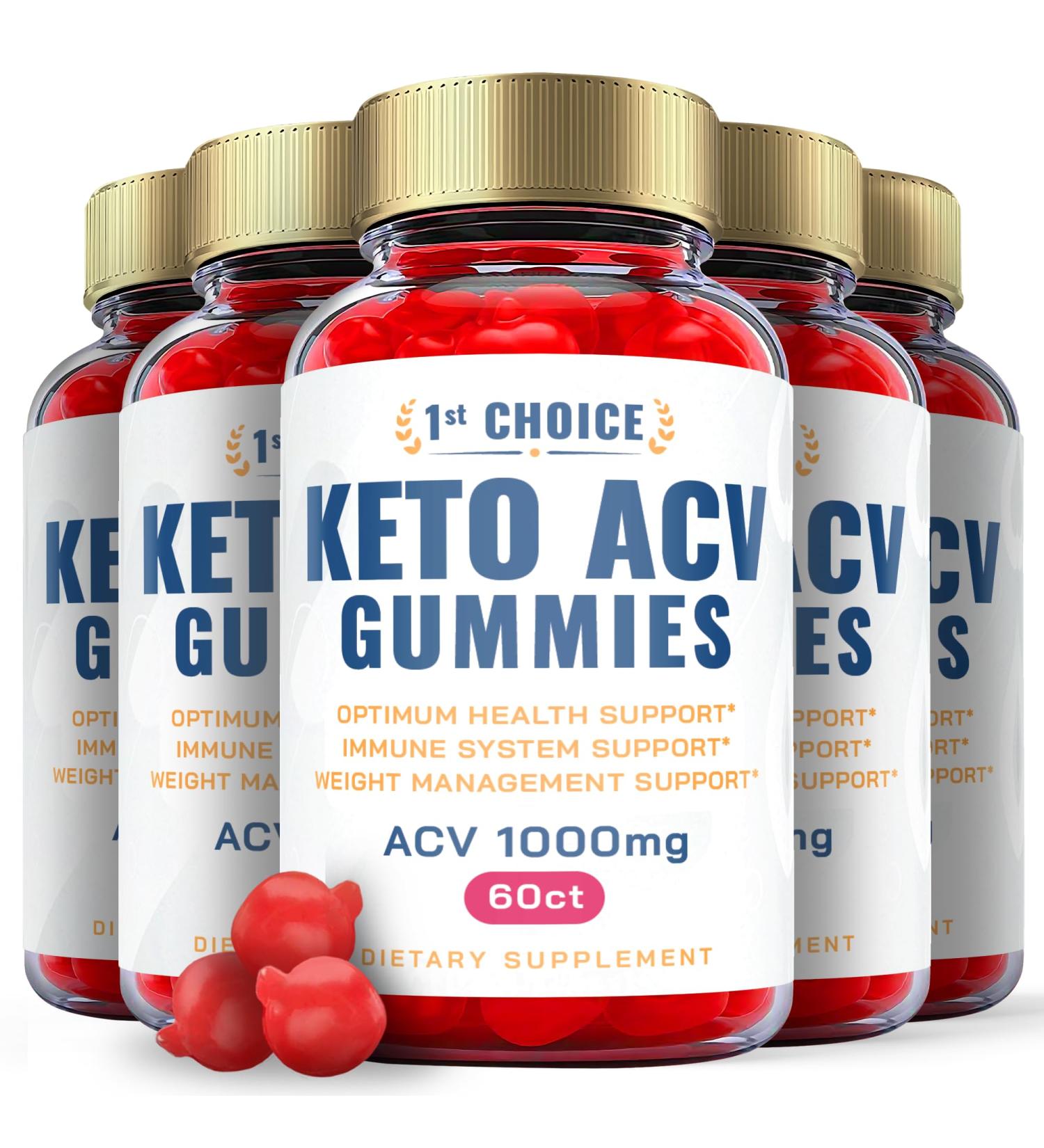 1st Choice Keto ACV Gummies - 5 Pack Vegan Formula for Weight Loss - with Apple Cider Vinegar & Vitamin B12 - 300 Gummies - Buy Online on GoSupps.com