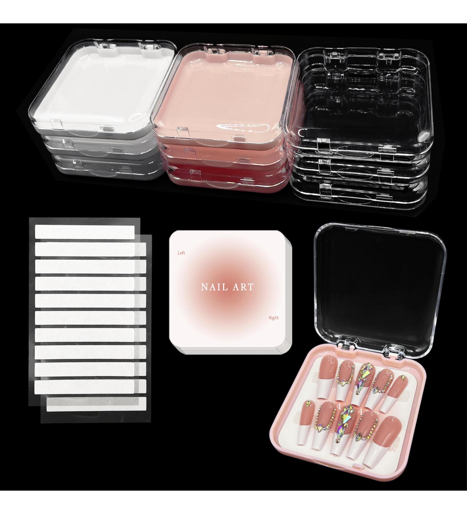 9Pcs Press On Nail Storage Box | Acrylic Display Case & Fake Nails with Adhesive Tape - Perfect for Home Salon & Nail Art - Buy Online on GoSupps.com