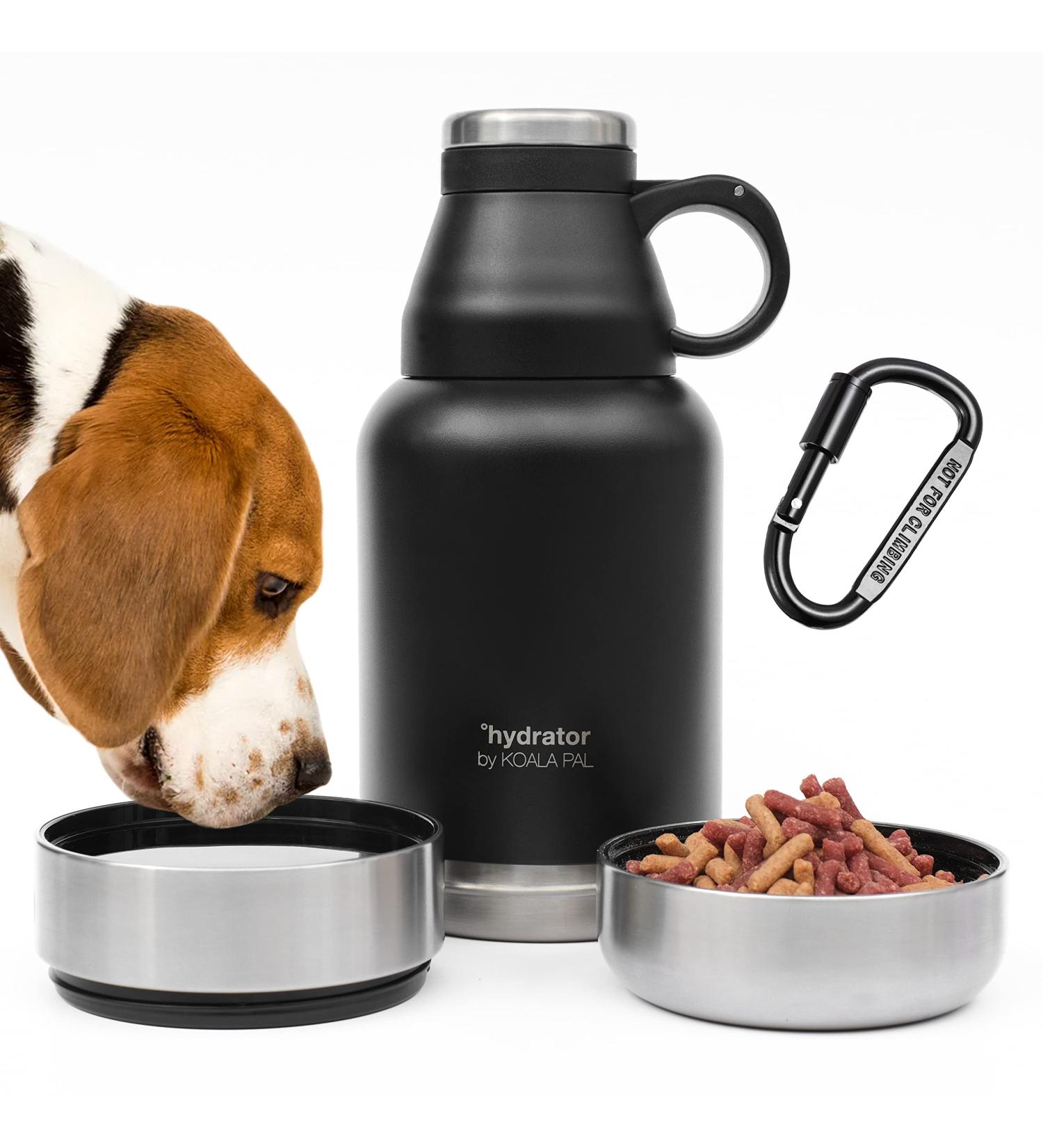 KOALA PAL 32oz Insulated Dog Water Bottle | Portable Food & Water Bowl Dispenser - Stainless Steel Pet Bottle for Dog Walking & Travel Kit - Midnight Black - Buy Online on GoSupps.com