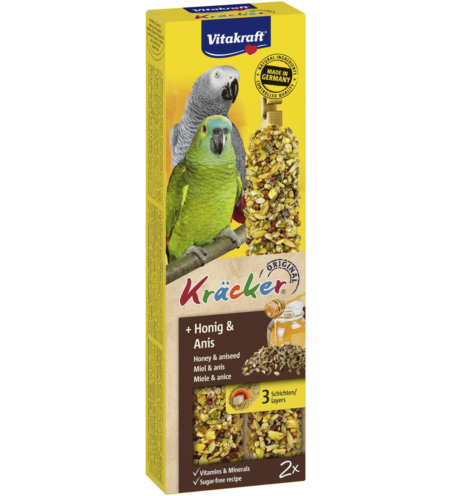Vitakraft Crackers for Parrots - Honey & Anise Snack Sticks No Added Sugar (2 Pieces) - International Shipping Available - Buy Online on GoSupps.com