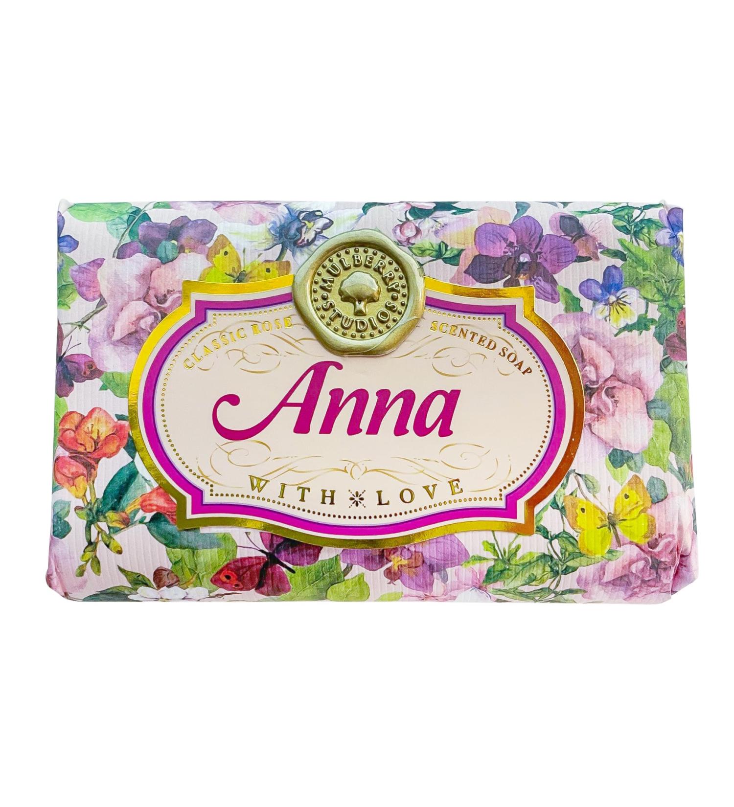Anna - Gift Soap Bar For Her Birthday Rose Scent Mum Grandmother Cleanser Lather Present Girl