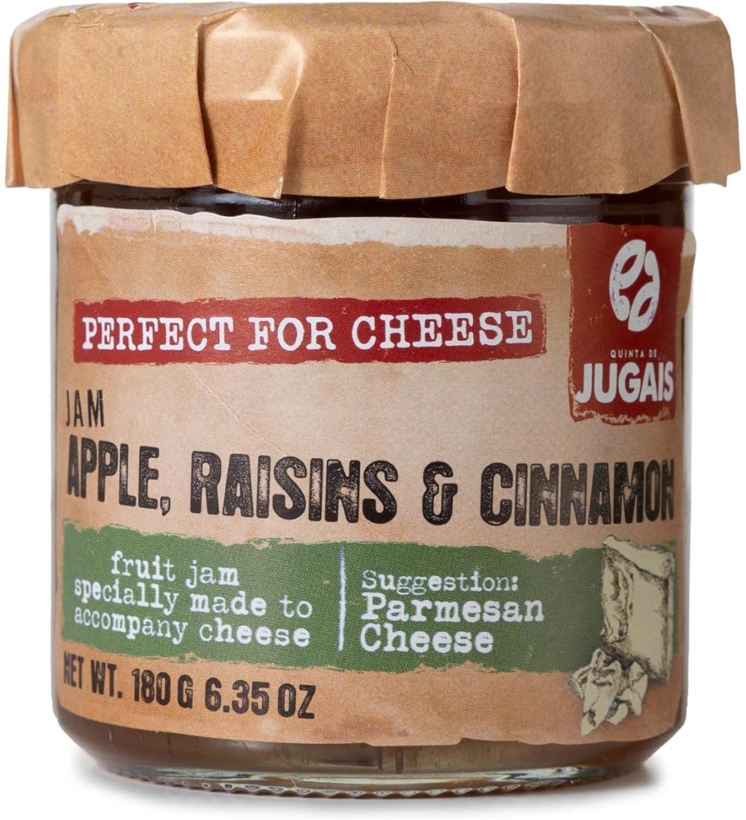 Quinta de Jugais Apples raisins and cinnamon jam - 180g | Perfect for cheese pairing | Unique flavor | Cheese board accompaniment | Traditional Portuguese jam